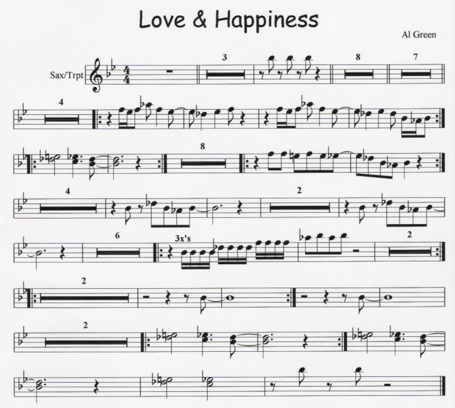 Love & Happy - 3 Horns - Al Green — sheet music preview