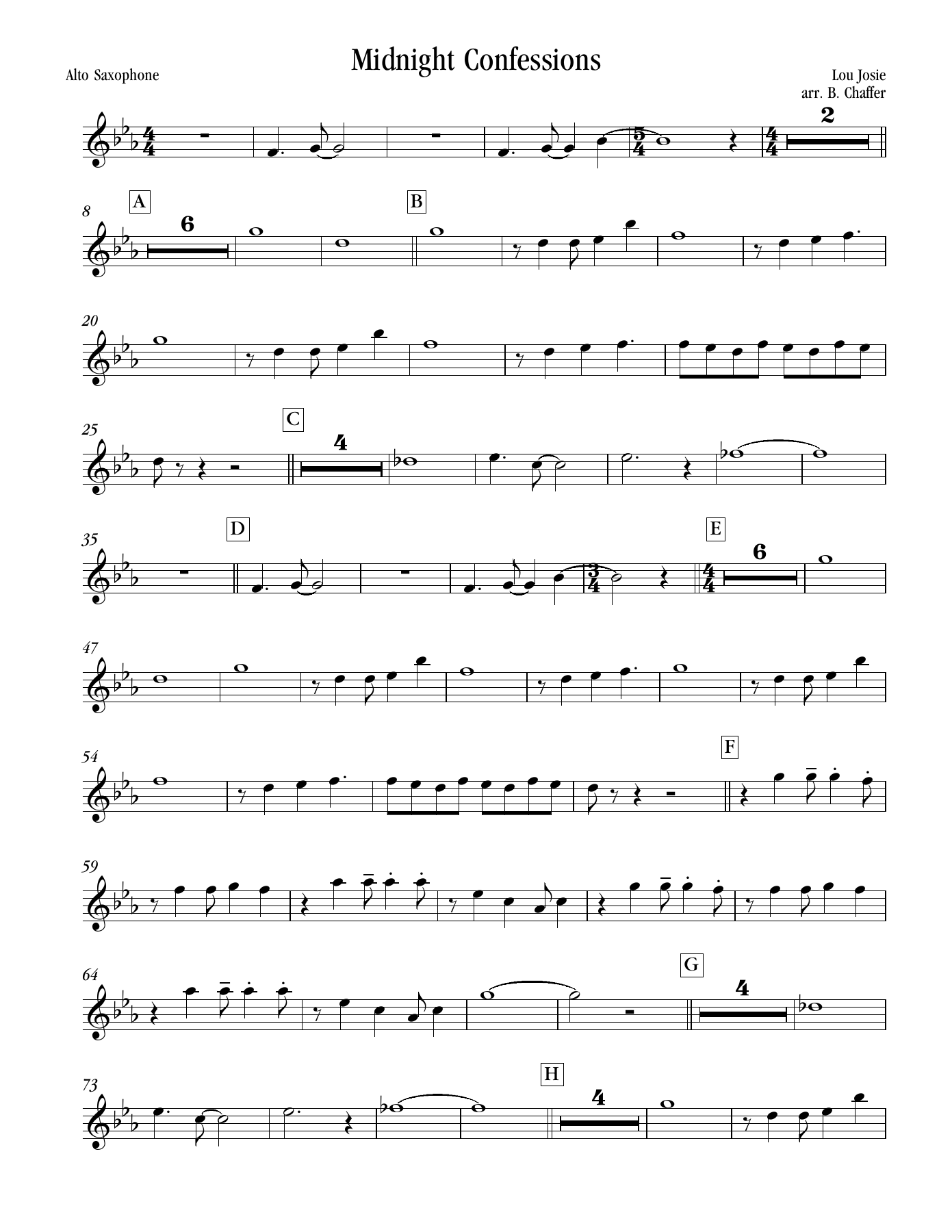 Midnight Confessions — sheet music cover (first page)