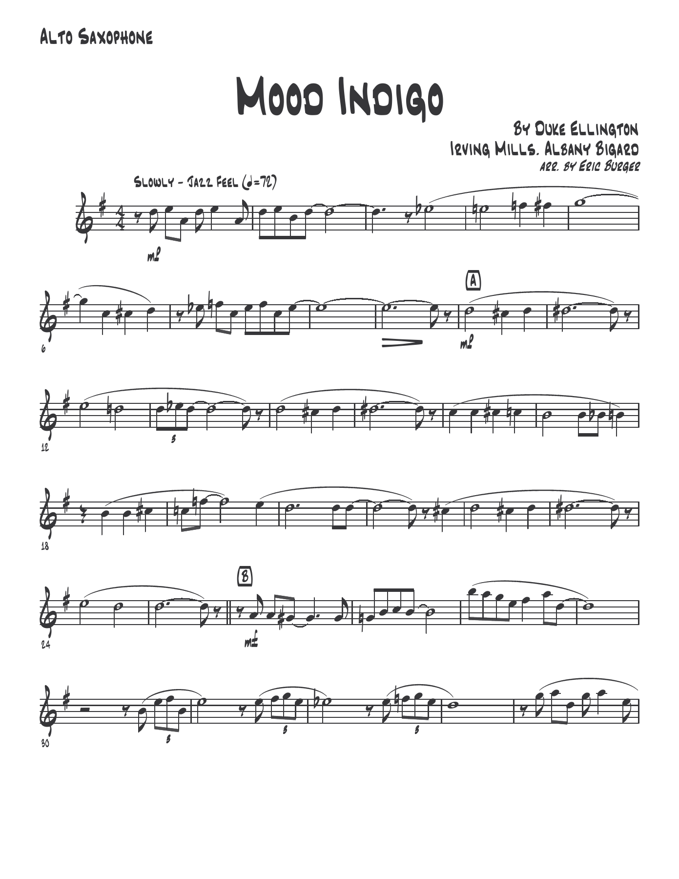 Mood Indigo — Small Ensemble sheet music arranged by Alto Sax | Swing