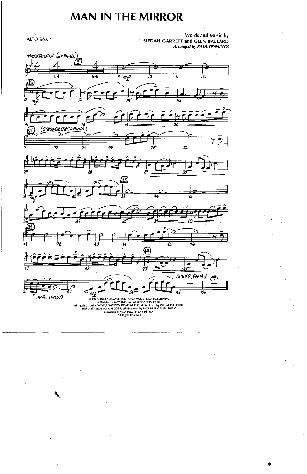 Man In The Mirror — sheet music cover (first page)