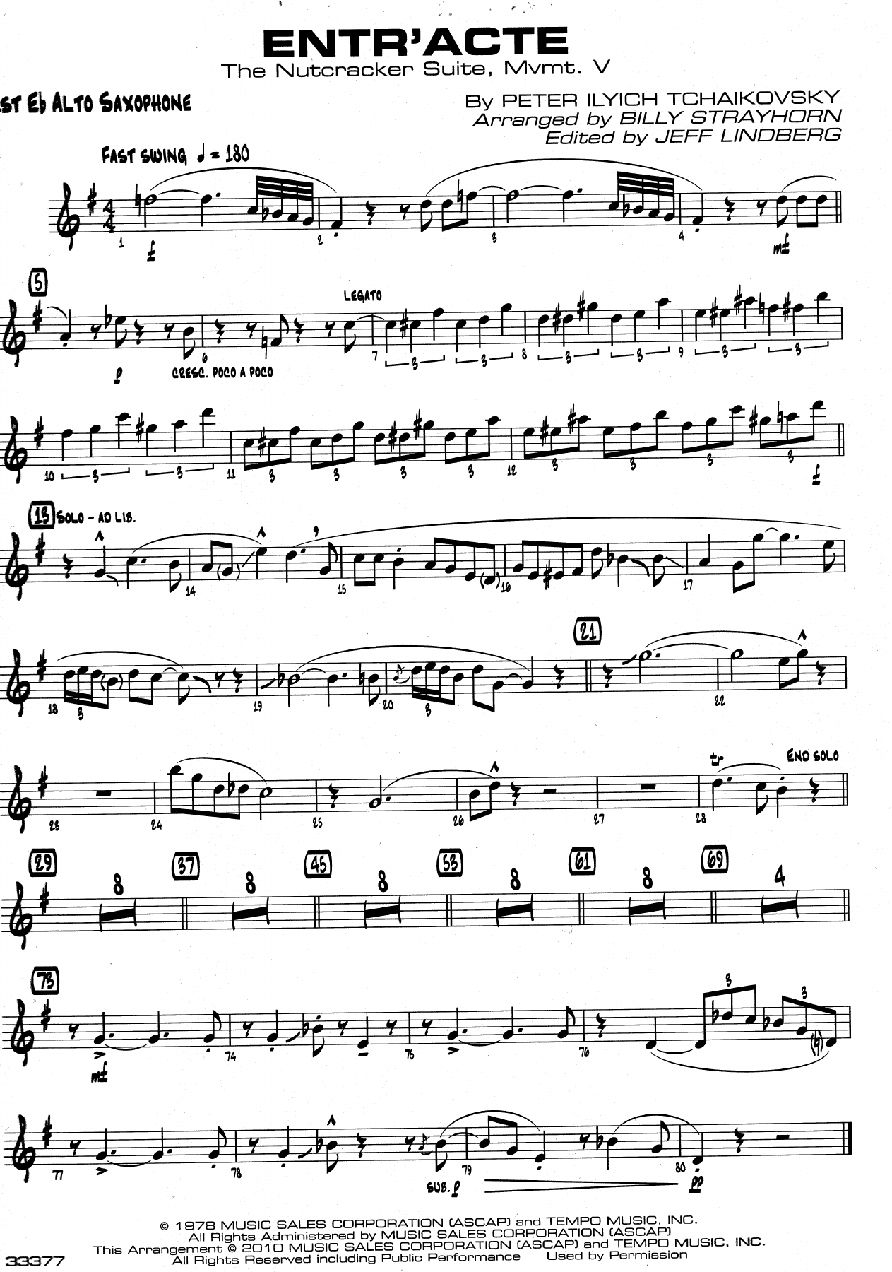 Entr'Acte — sheet music cover (first page)