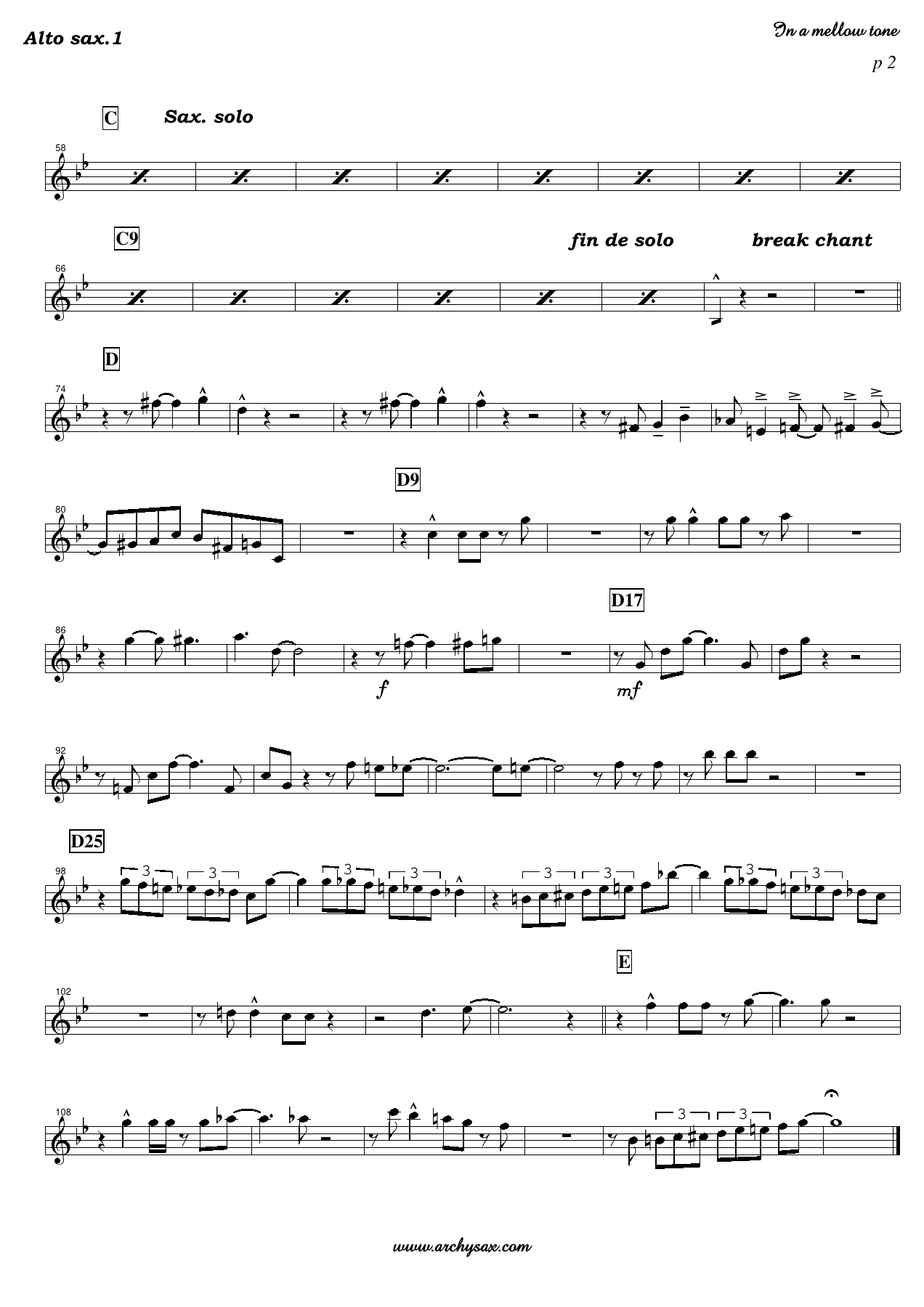 In a mellow tone Alto sax.1 — page 2