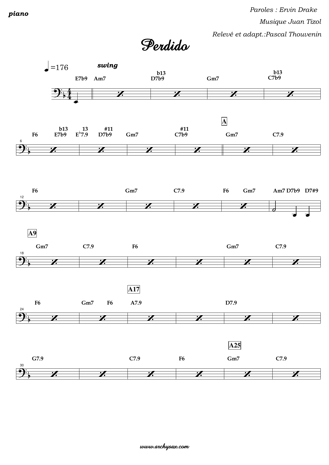 Perdido piano — sheet music cover (first page)