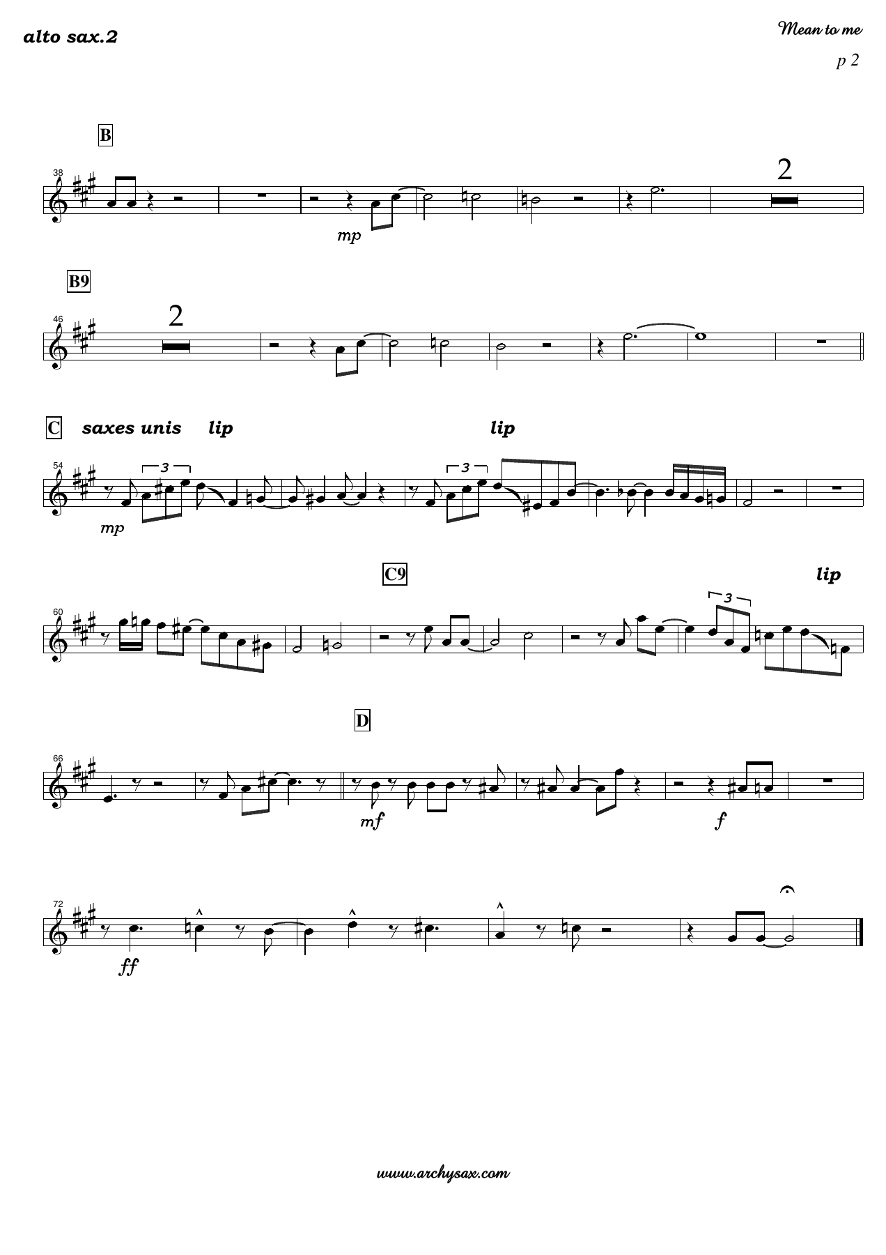 Mean to me alto sax.2 — page 2
