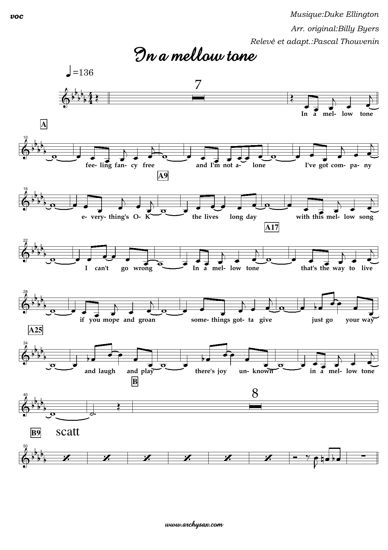 In a mellow tone chant — sheet music cover (first page)