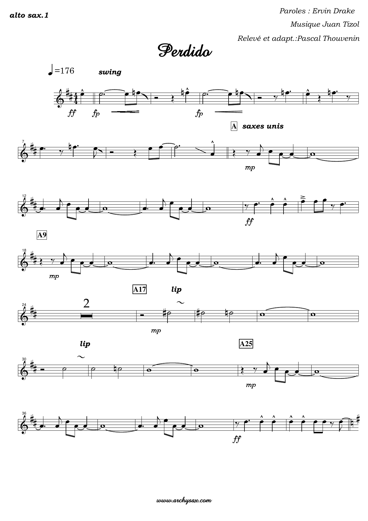 Perdido alto sax.1 — sheet music cover (first page)