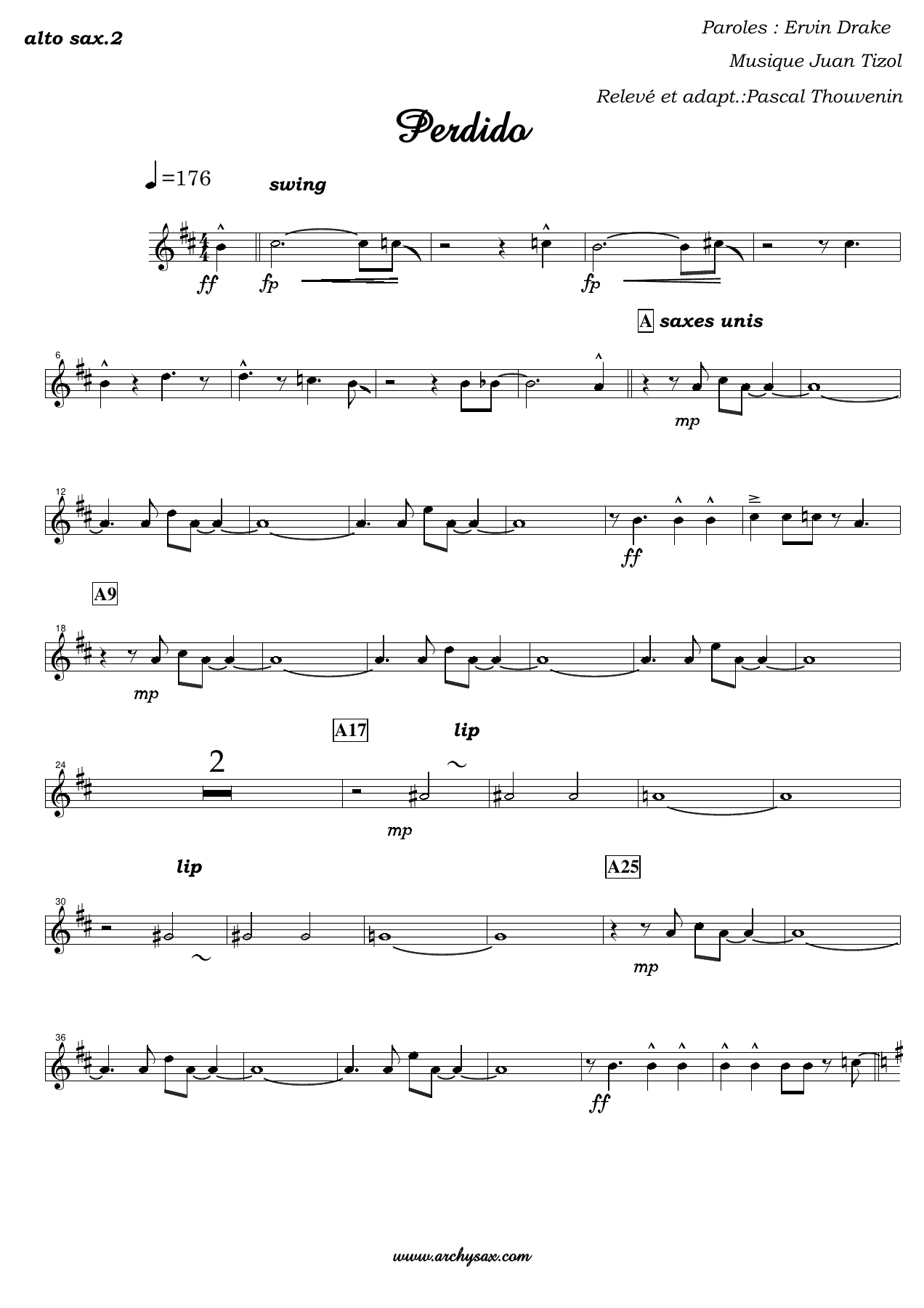 Perdido alto sax.2 — sheet music cover (first page)
