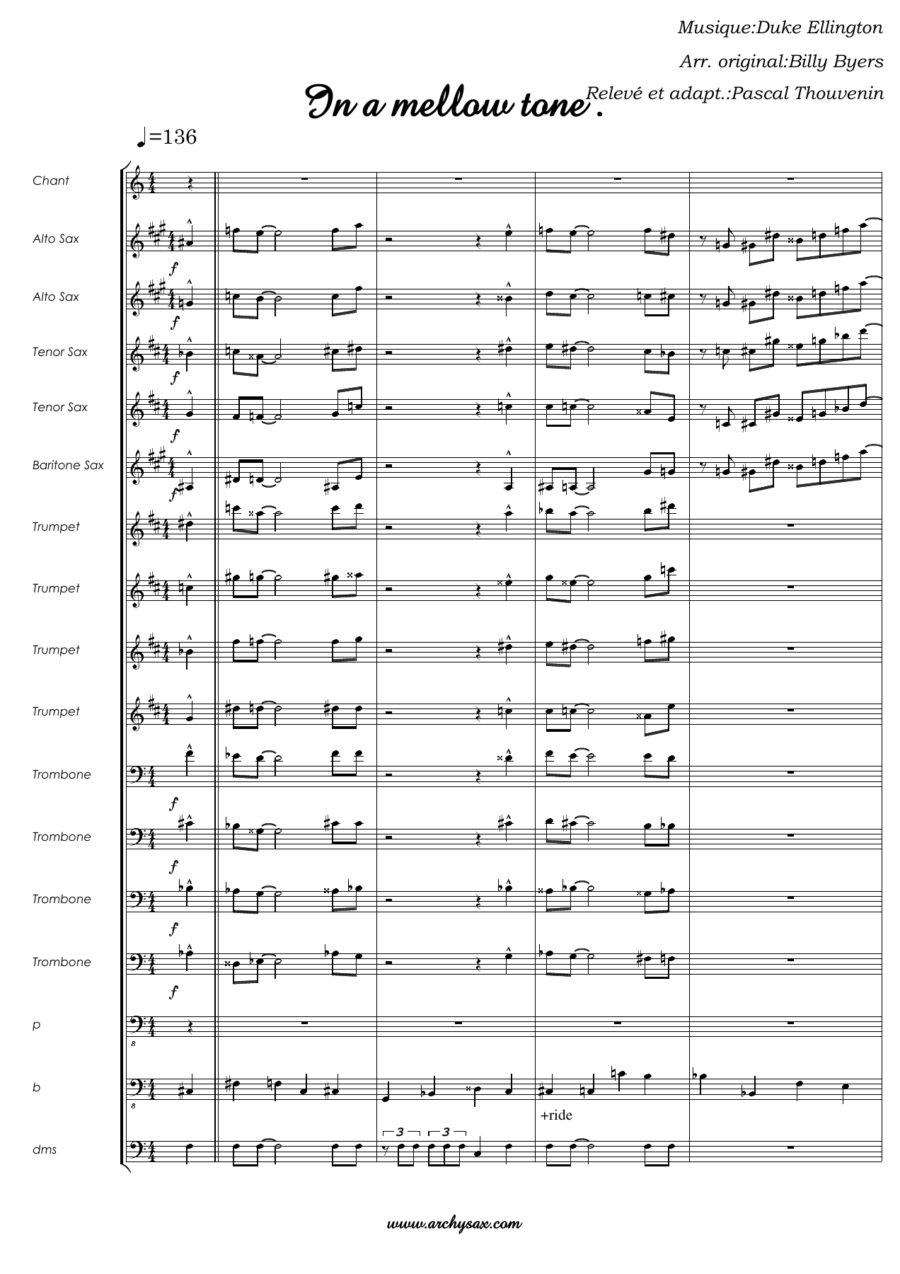 In a mellow tone score — sheet music cover (first page)
