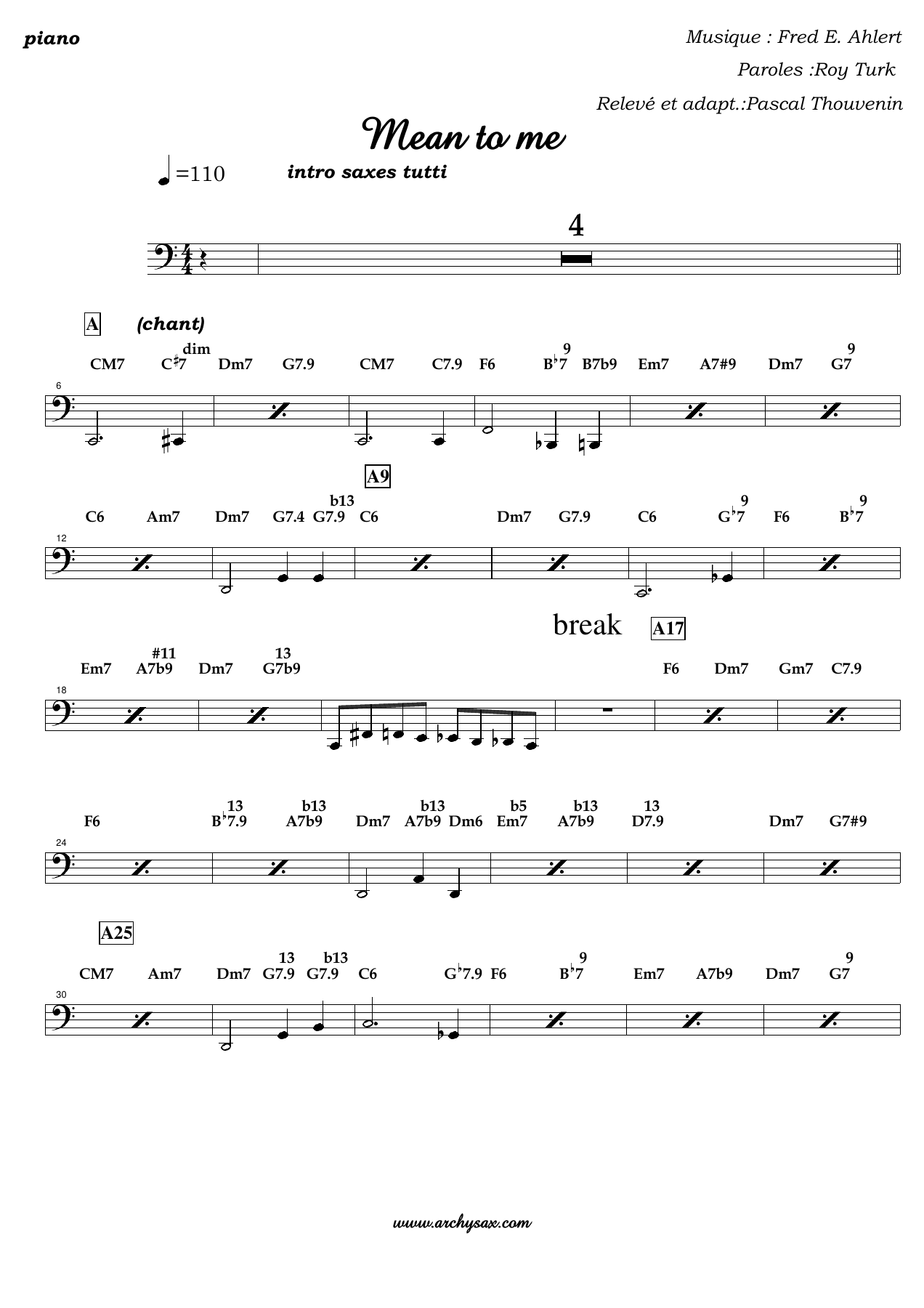 Mean to me piano — sheet music cover (first page)