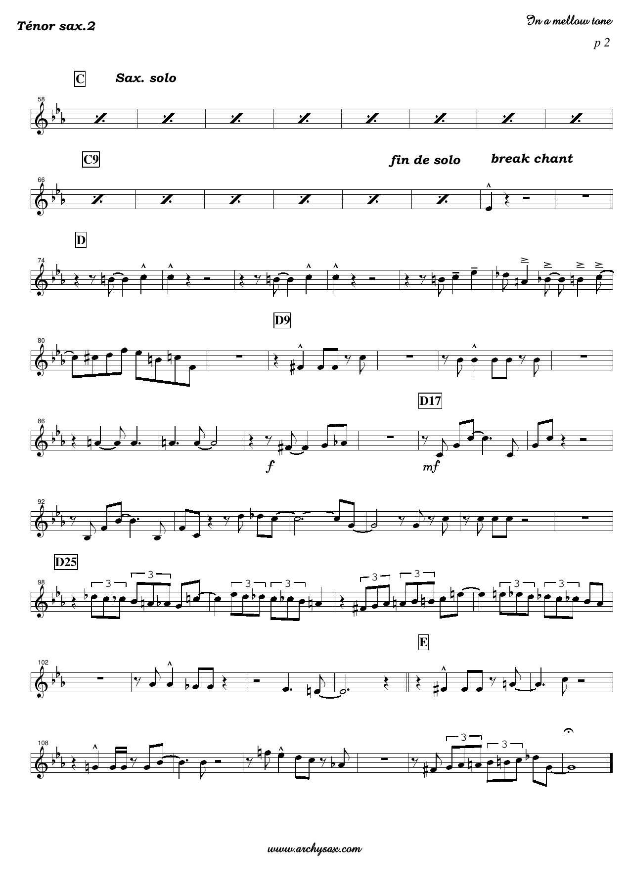 In a mellow tone Tenor sax.2 — page 2