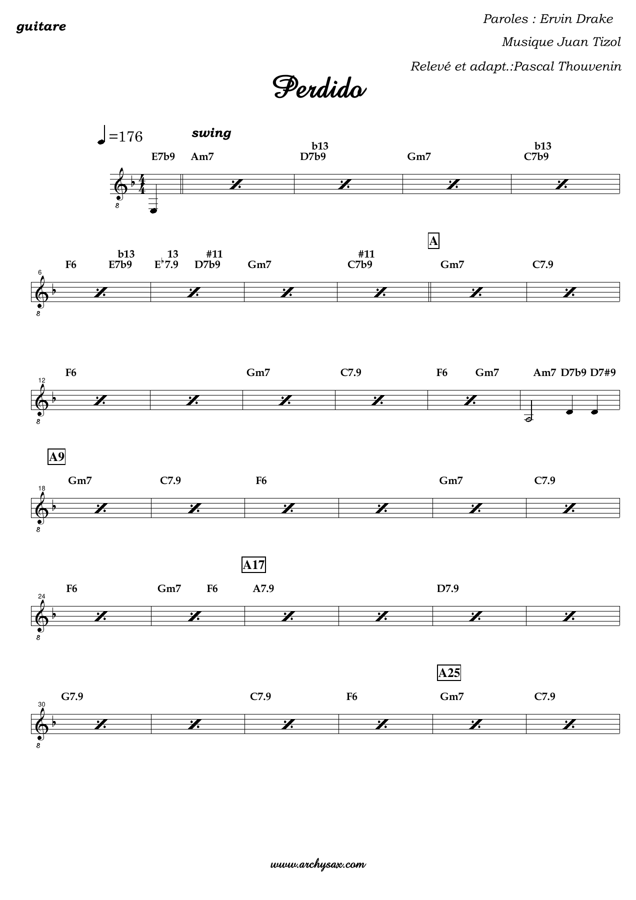 Perdido guitare — sheet music cover (first page)