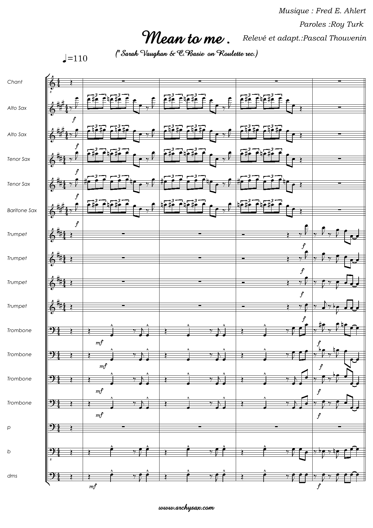 Mean to me score — sheet music cover (first page)