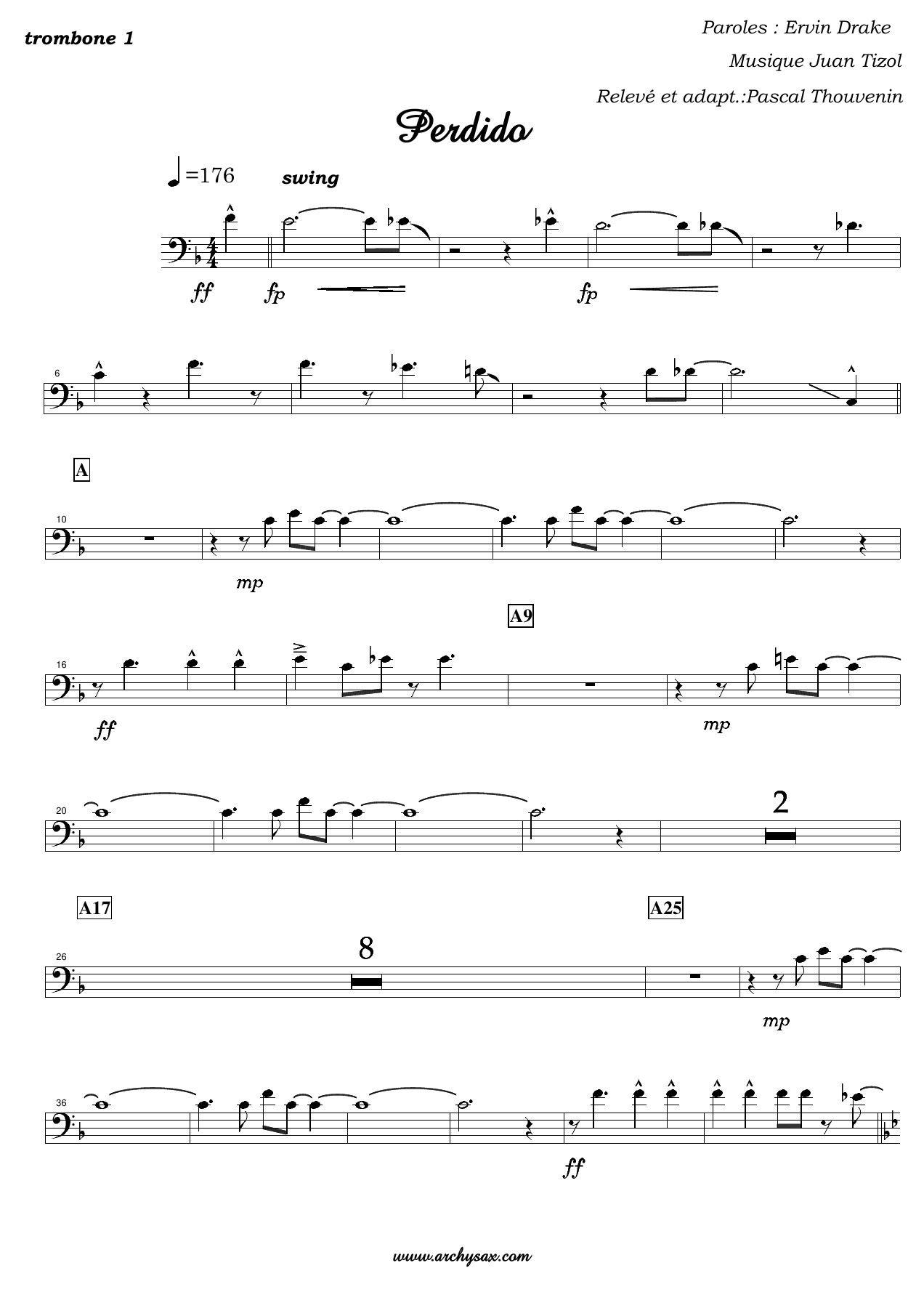 Perdido trombone — sheet music cover (first page)