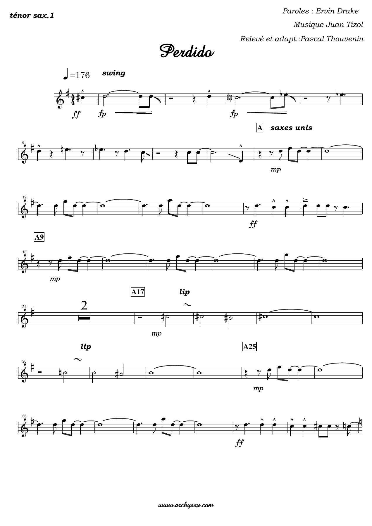 Perdido tenor sax.1 — sheet music cover (first page)