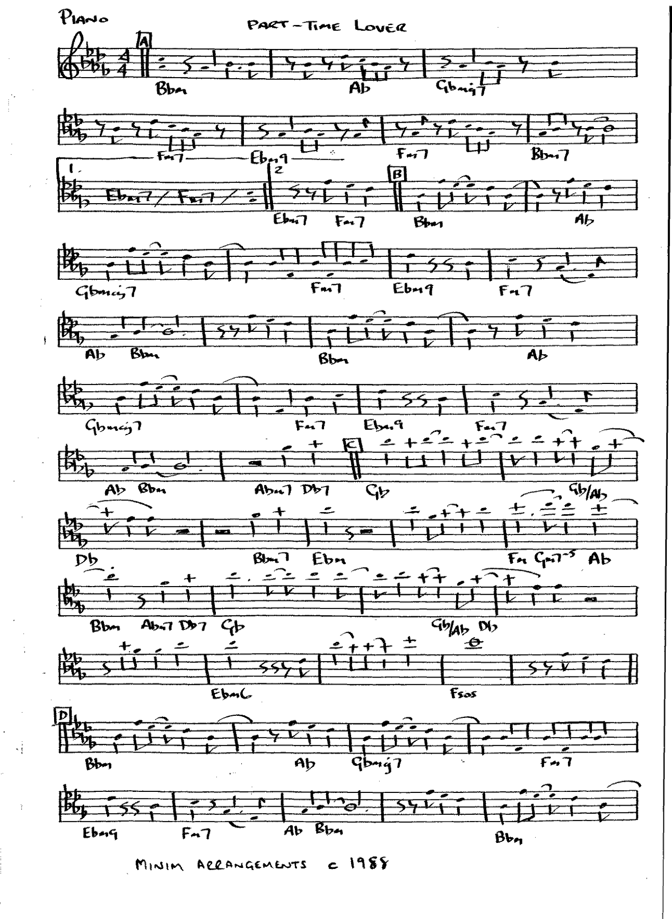Piano n Guitar — big_band_vocal sheet music arranged by Minim Arrangements | R&B