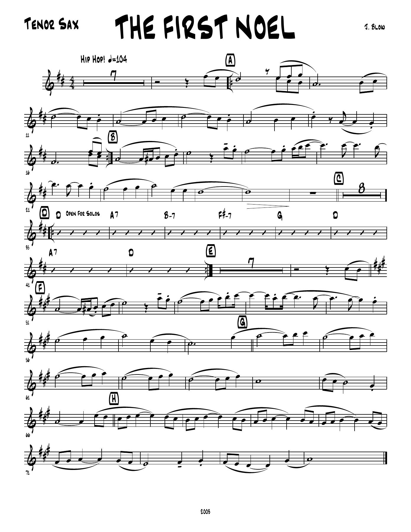 The First Noel — スモールアンサンブル sheet music by Tenor Sax | Christmas