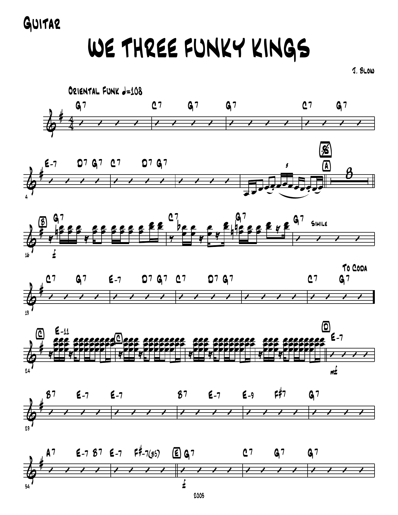 We Three Funky Kings — sheet music cover (first page)