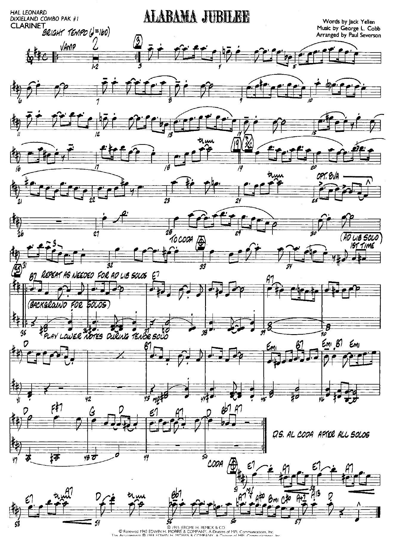Alabama Jubilee — sheet music preview