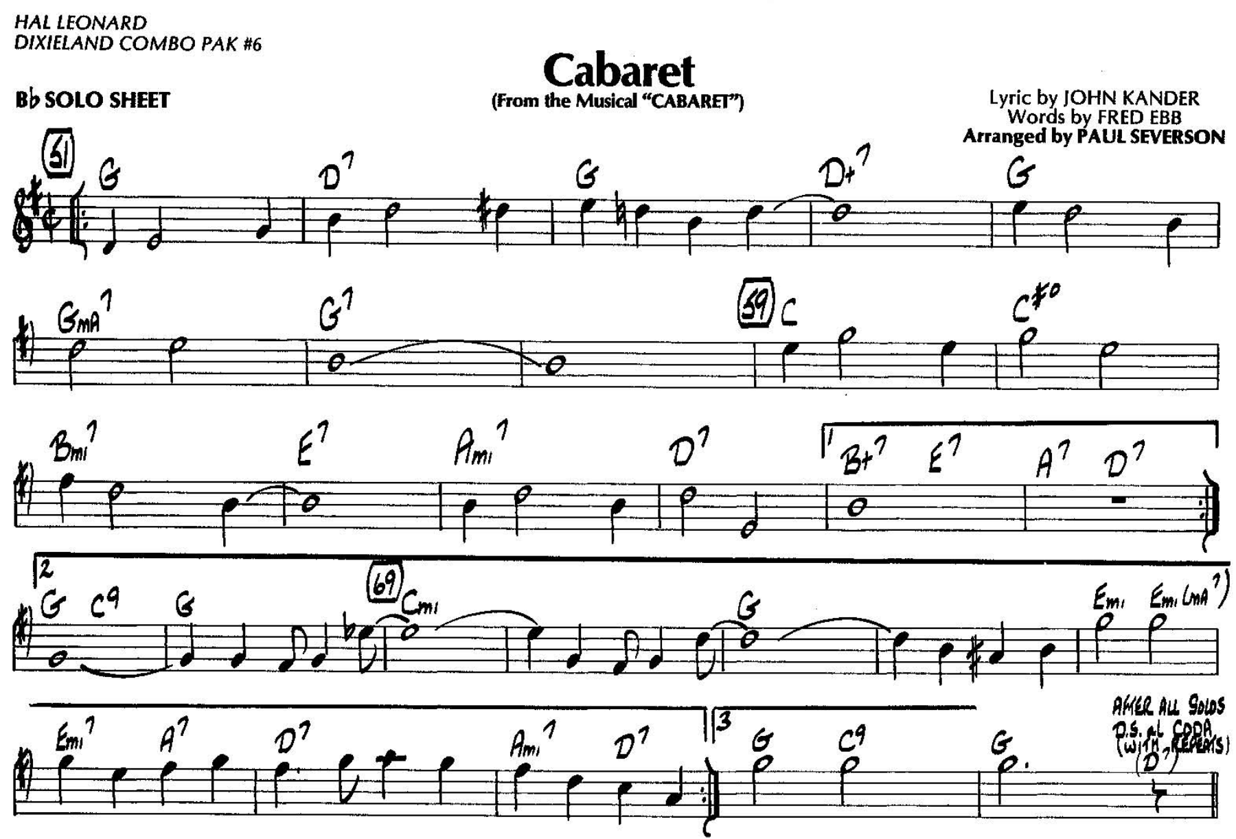 Cabaret — sheet music cover (first page)