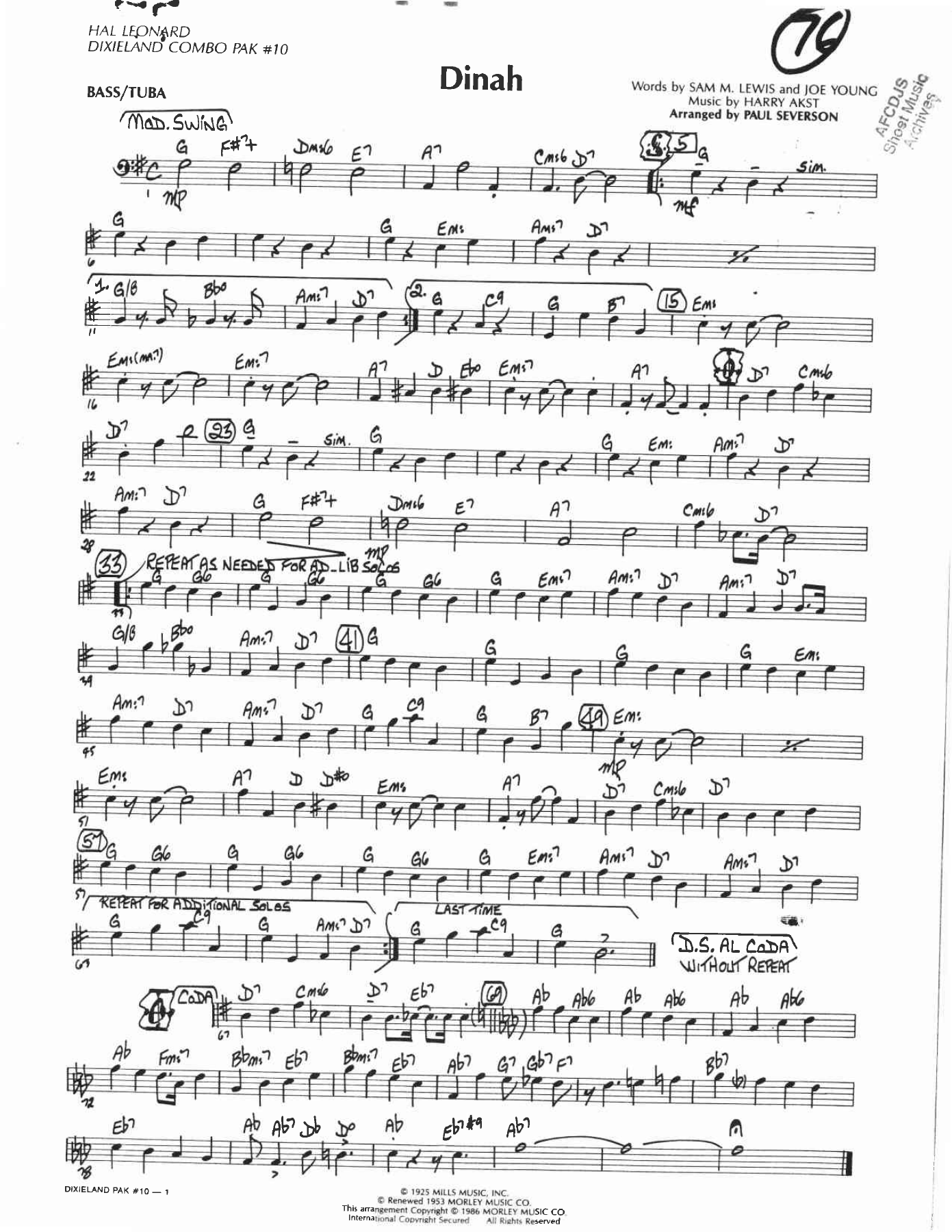 Dinah — sheet music cover (first page)