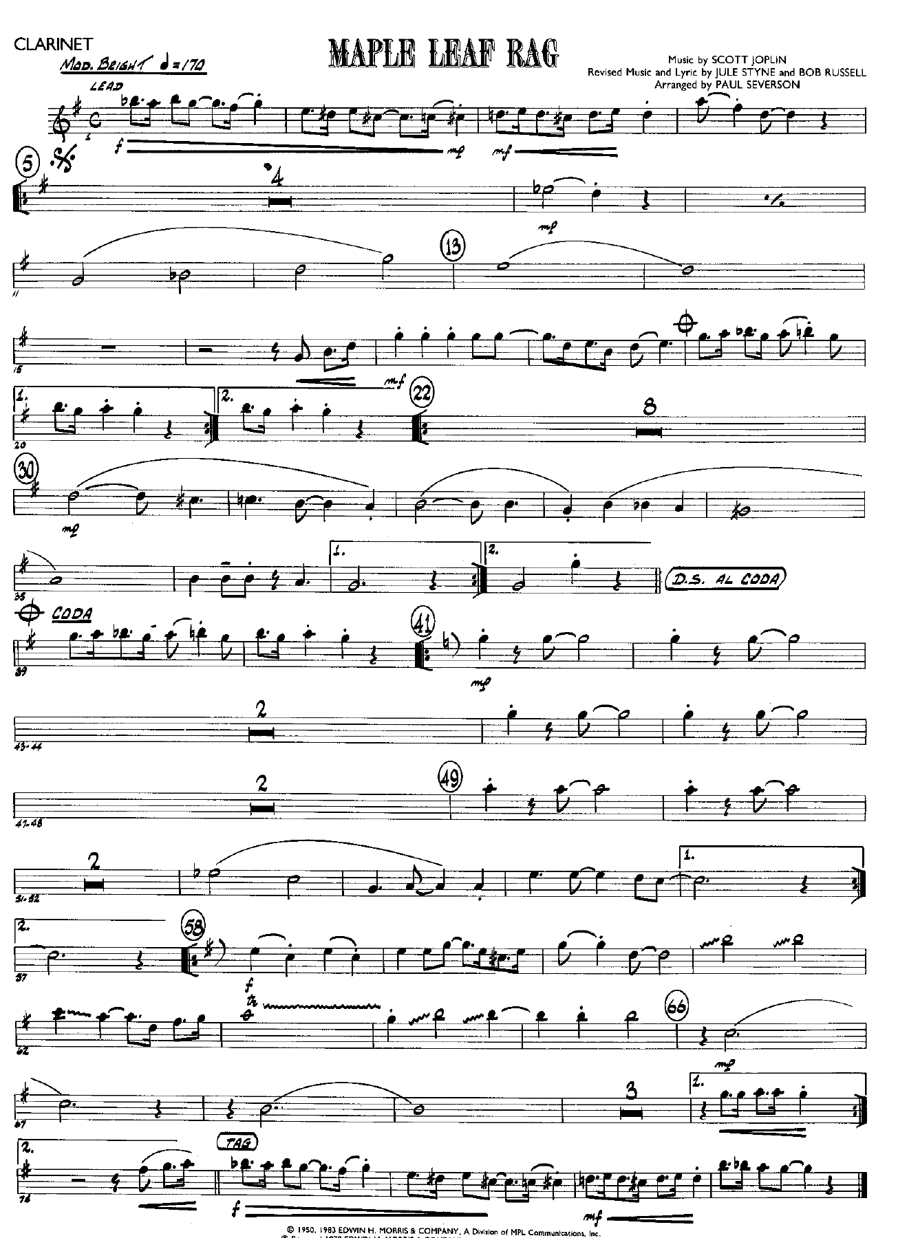 Maple Leaf Rag — sheet music cover (first page)