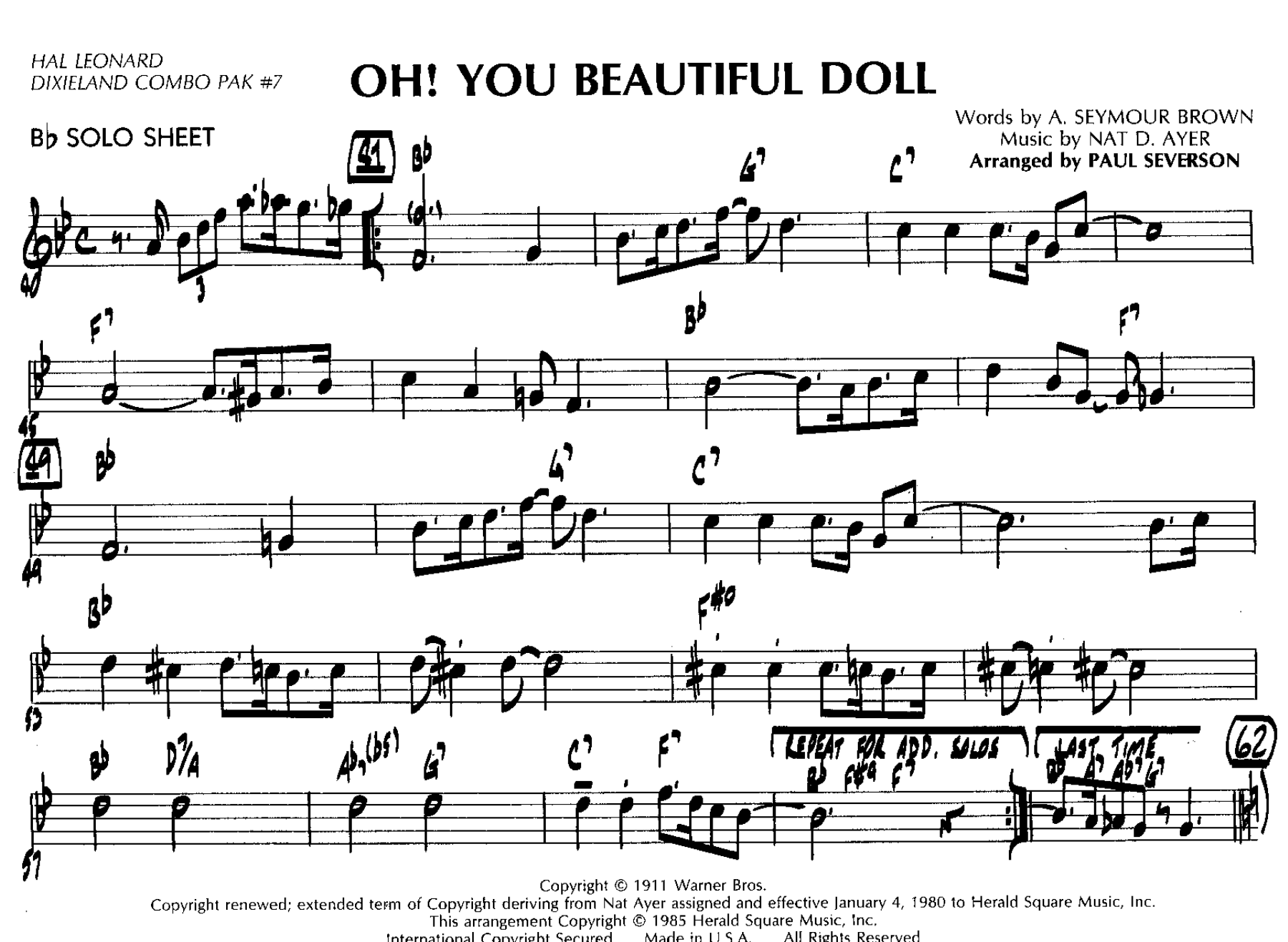 Oh! You Beautiful Doll — sheet music cover (first page)