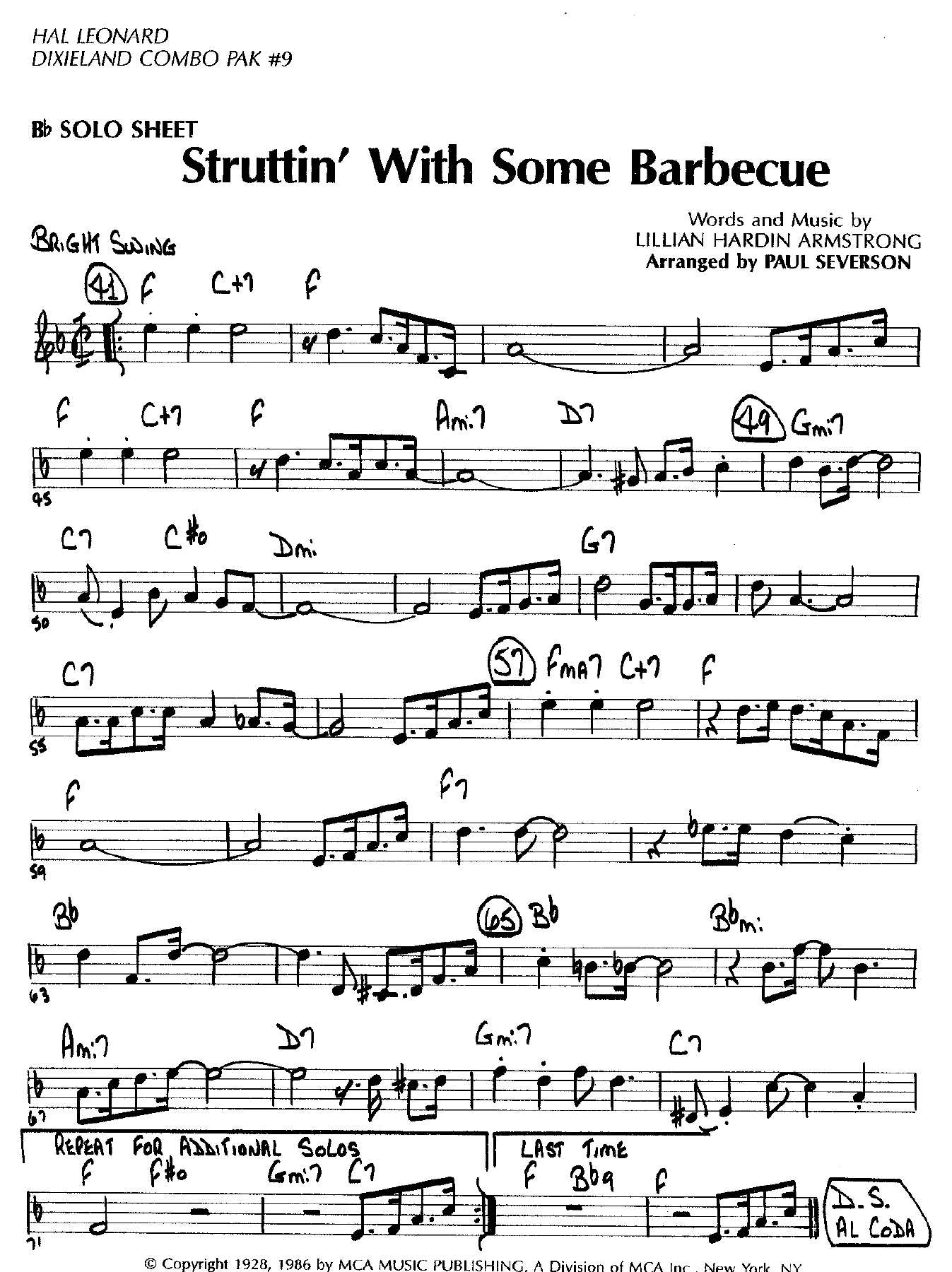 Struttin With Some Barbecue — sheet music cover (first page)