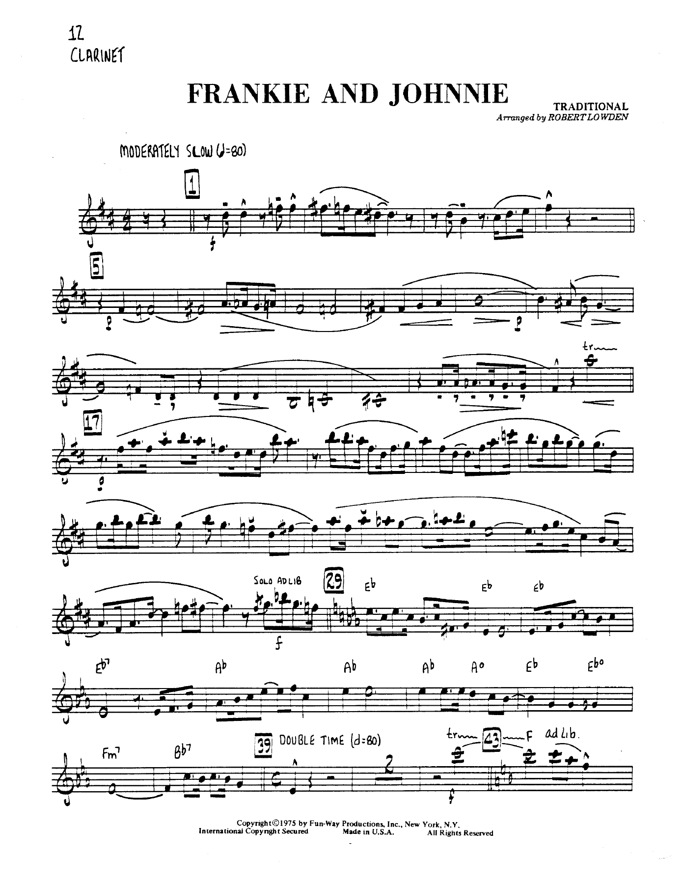 Frankie And Johnnie — sheet music preview