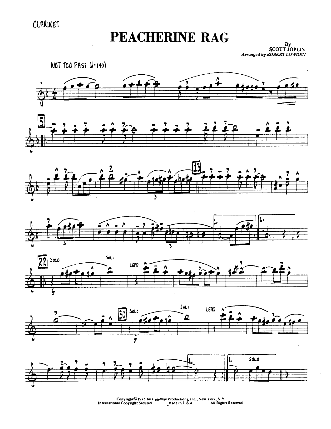 Peacherine Rag — sheet music cover (first page)