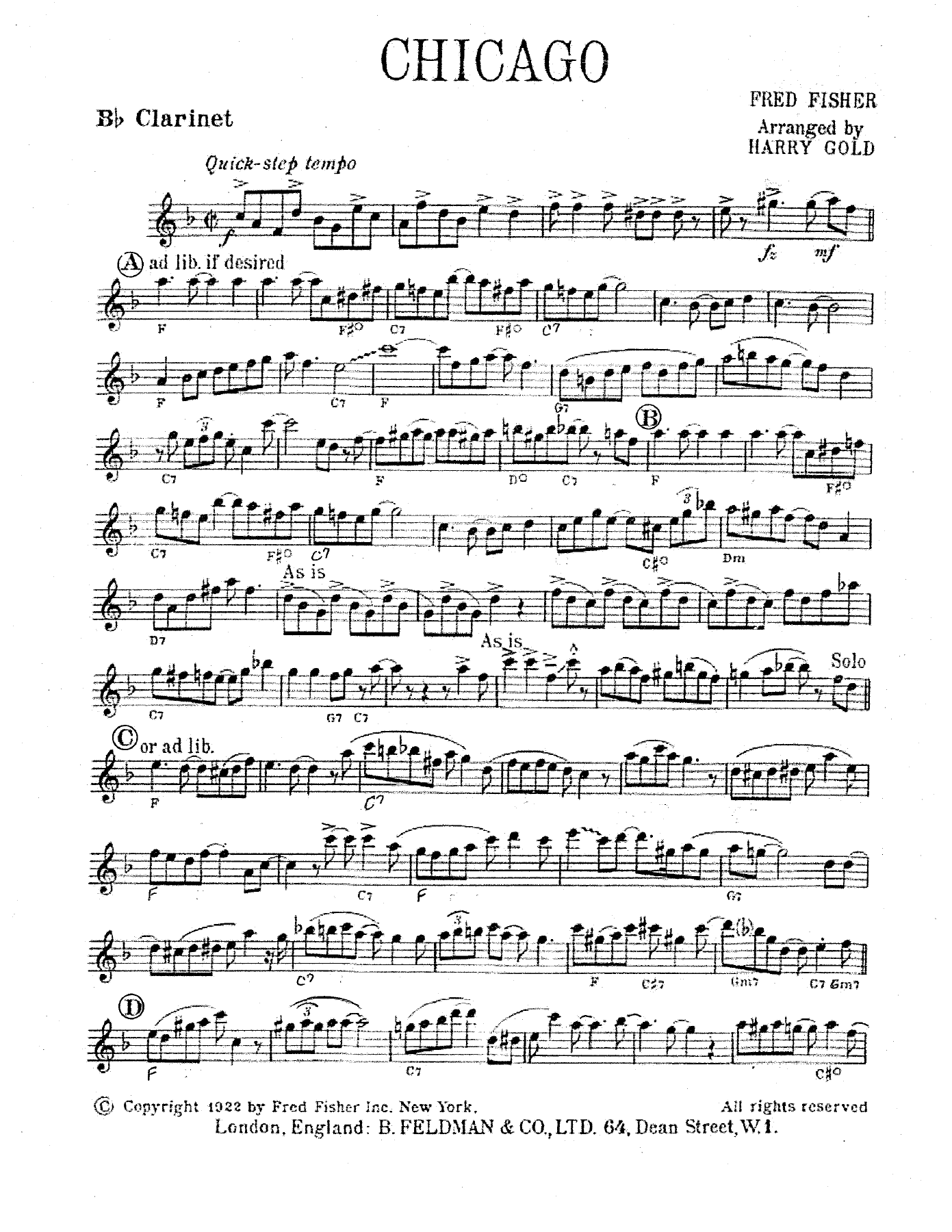 Chicago — sheet music preview