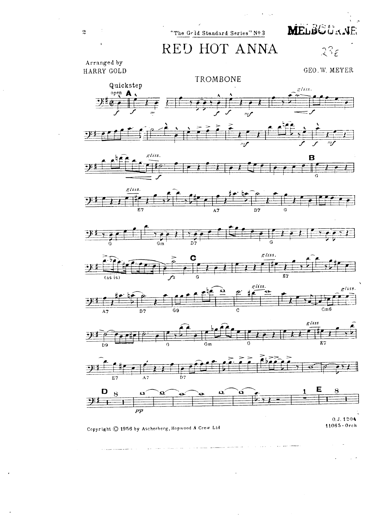 Red Hot Anna — sheet music cover (first page)