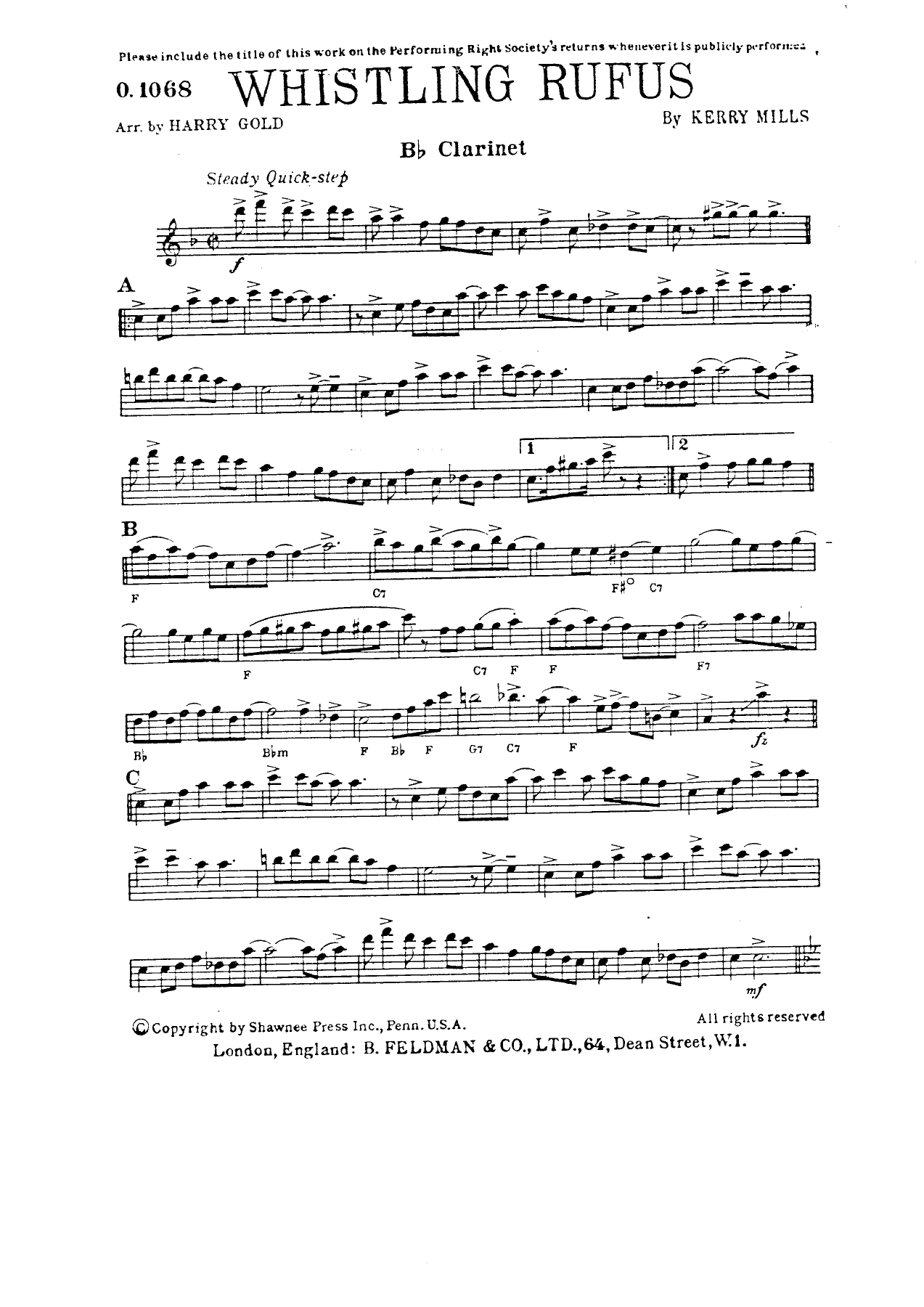 Whistling Rufus — sheet music cover (first page)