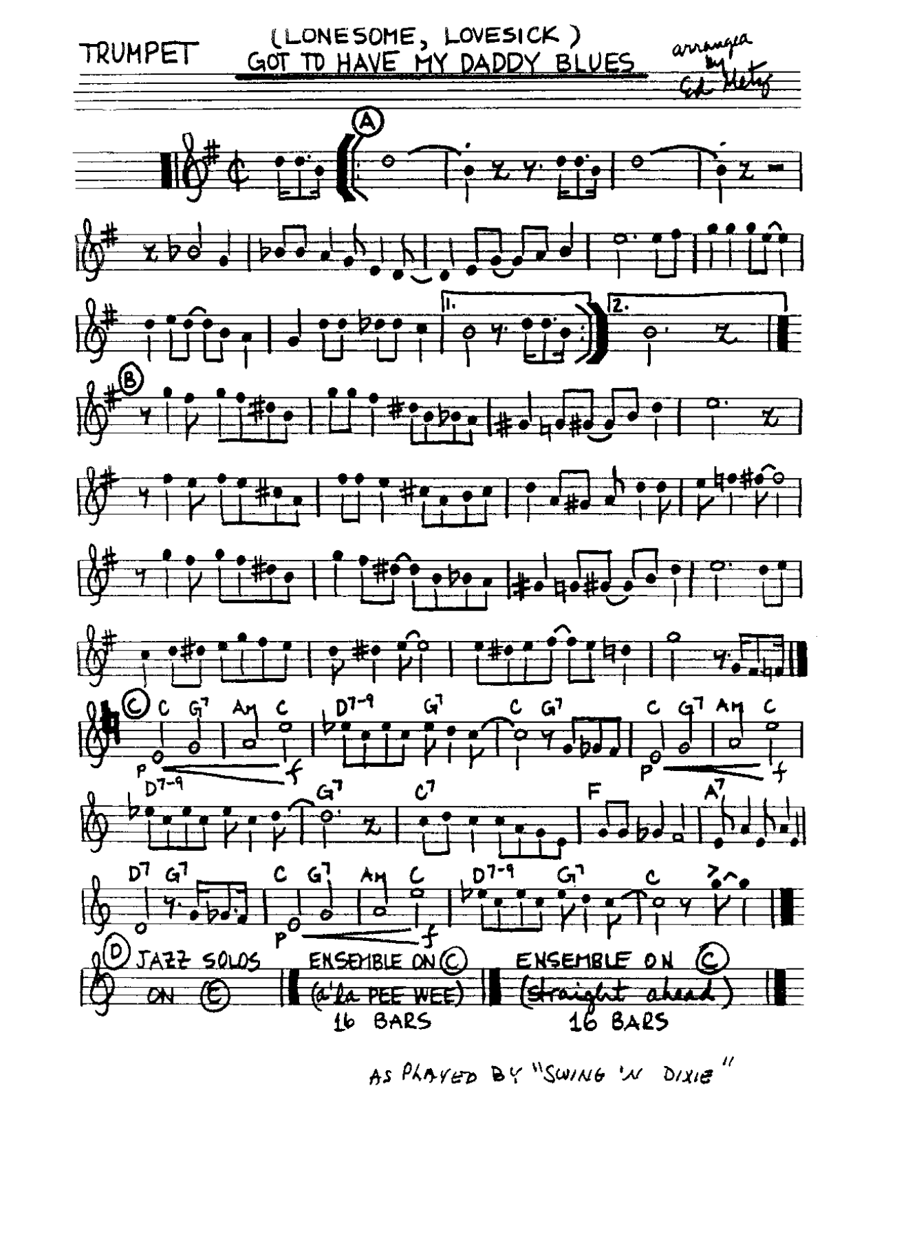 Got To Have My Daddy Blues — sheet music preview