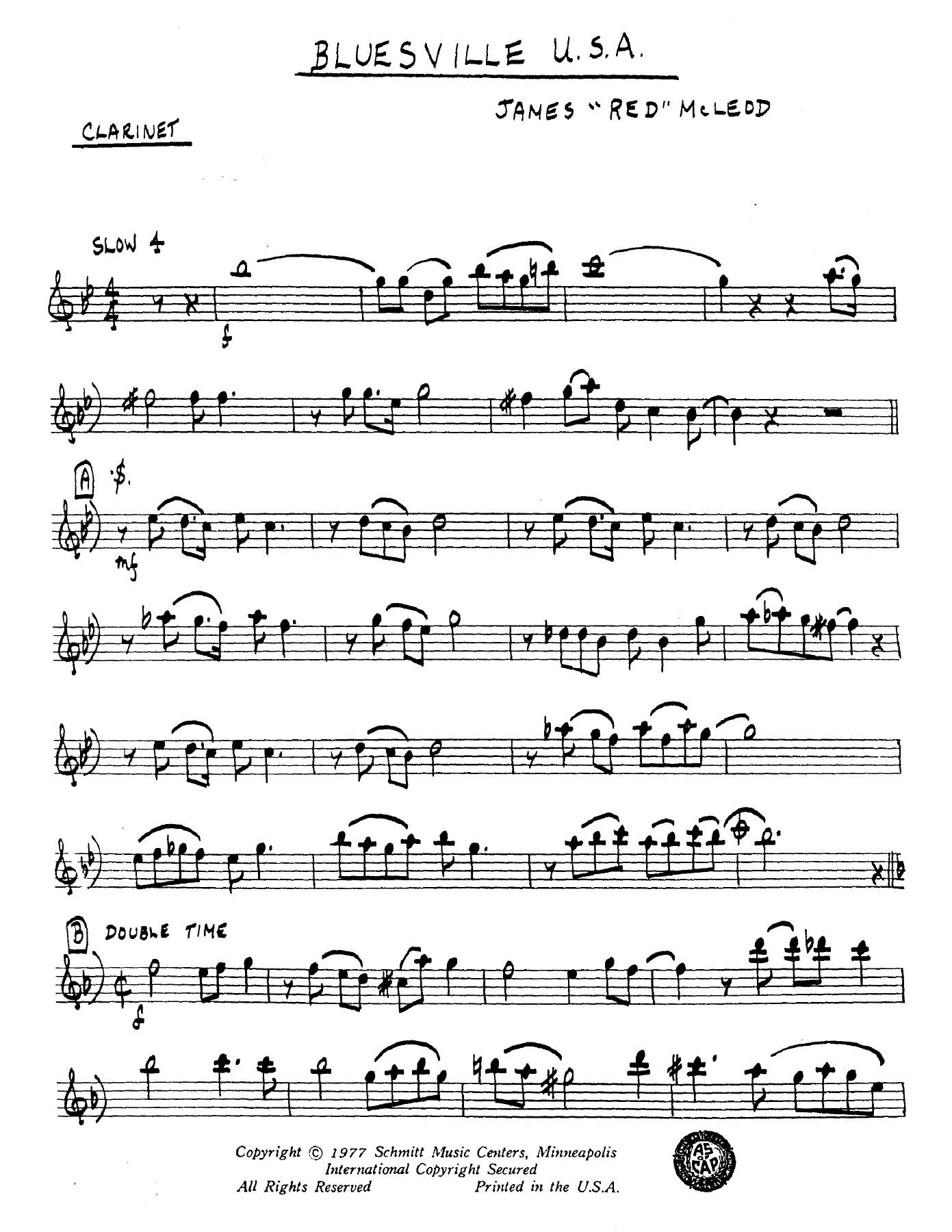 Bluesville U.S.A — sheet music cover (first page)