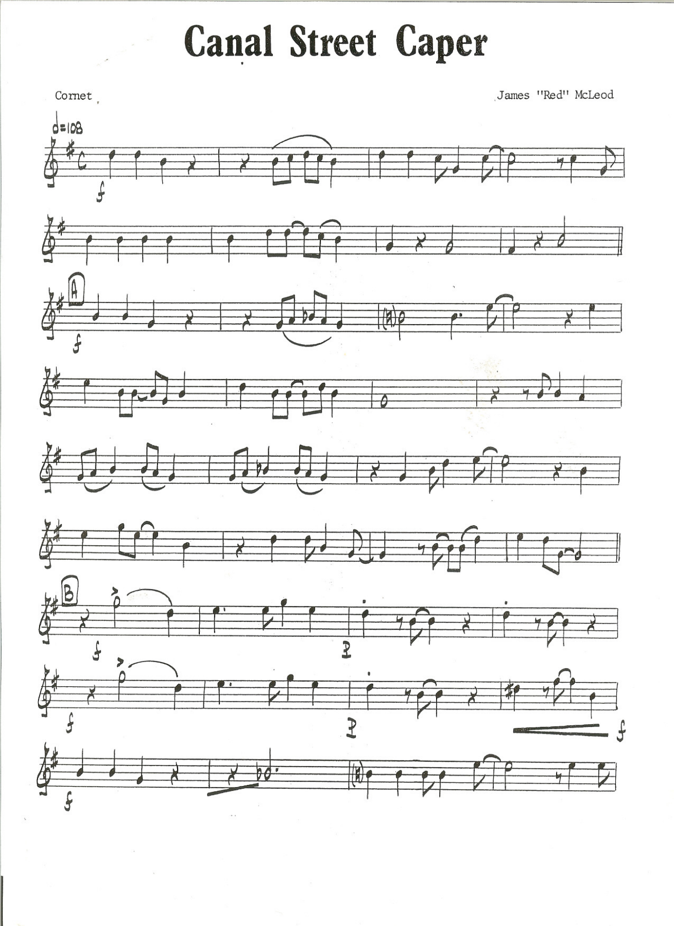 Canal Street Caper — sheet music cover (first page)