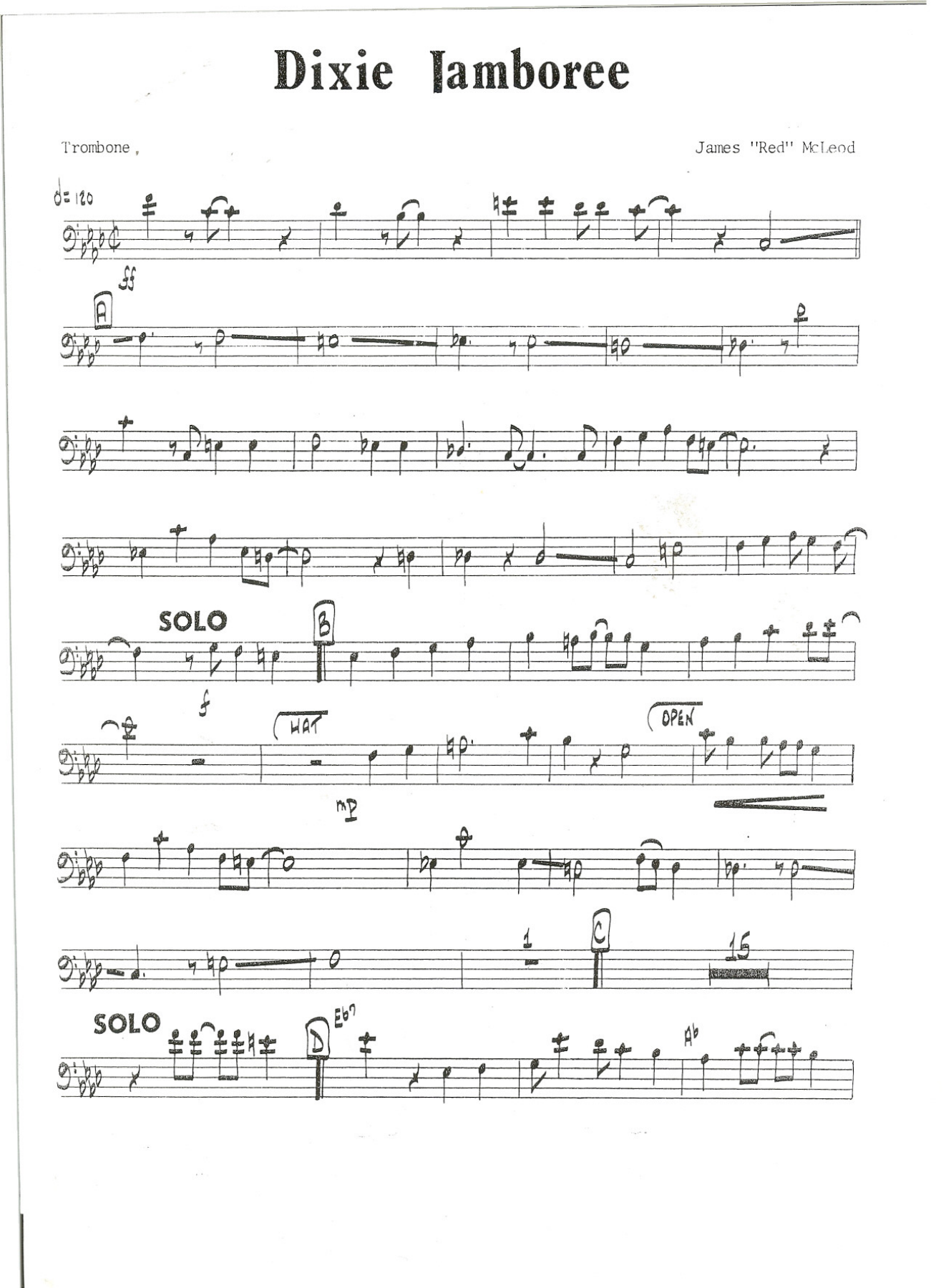 Dixie Jamboree — sheet music cover (first page)