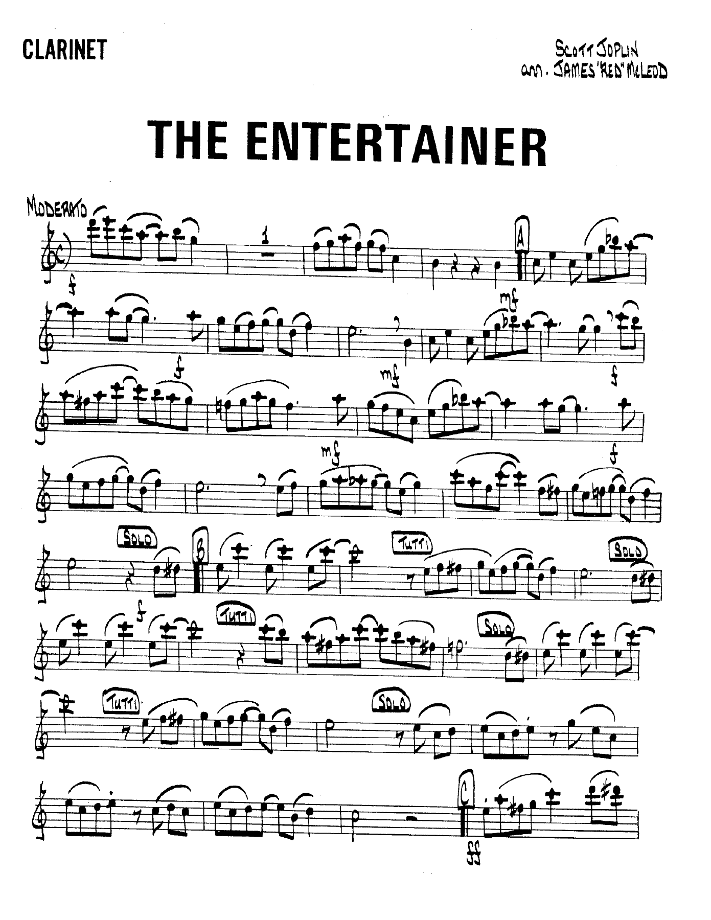 The Entertainer — sheet music cover (first page)