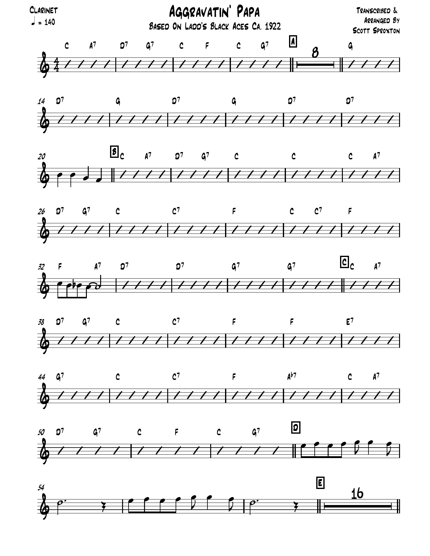 Aggravatin' Papa — sheet music cover (first page)