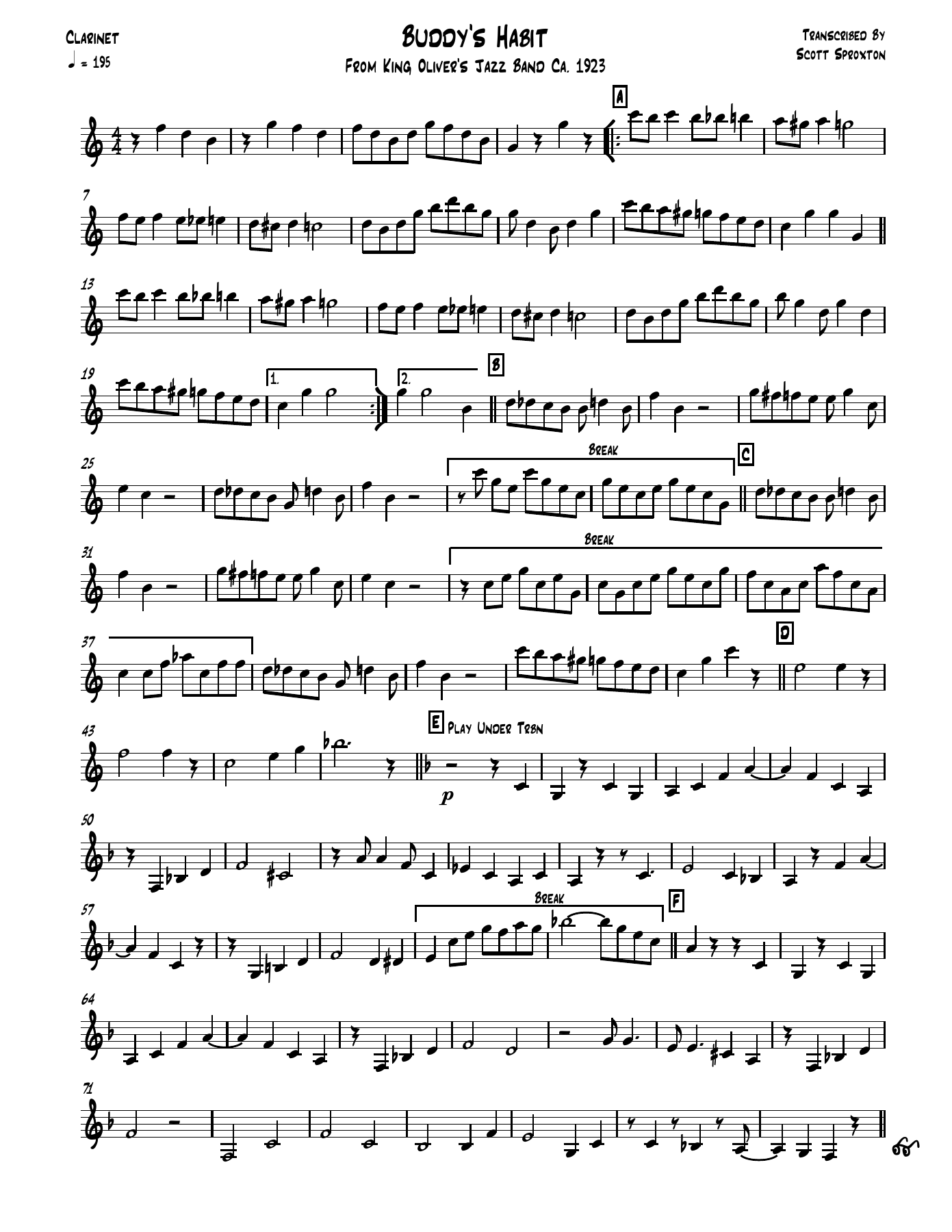 Buddy's Habit — sheet music cover (first page)