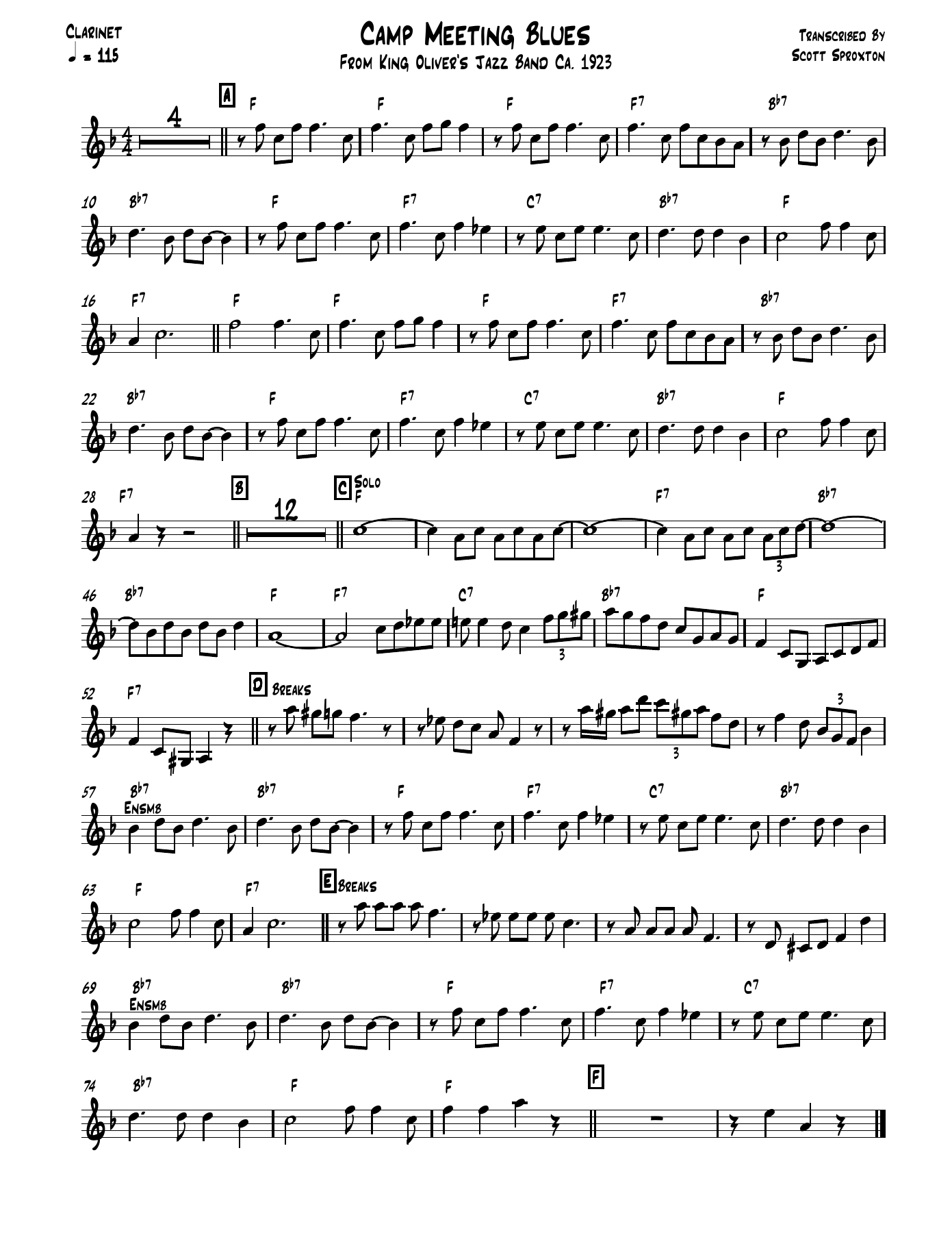 Camp Meeting Blues — sheet music cover (first page)