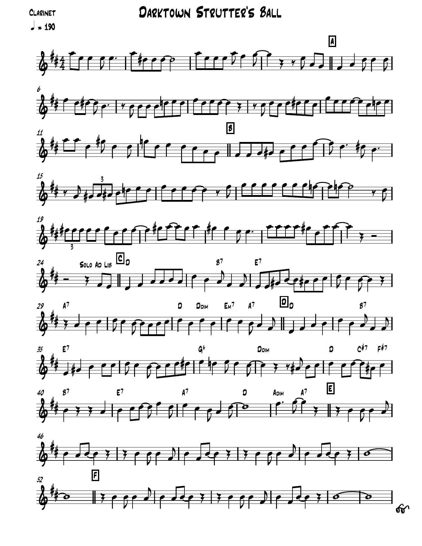 Darktown Strutter's Ball — sheet music cover (first page)