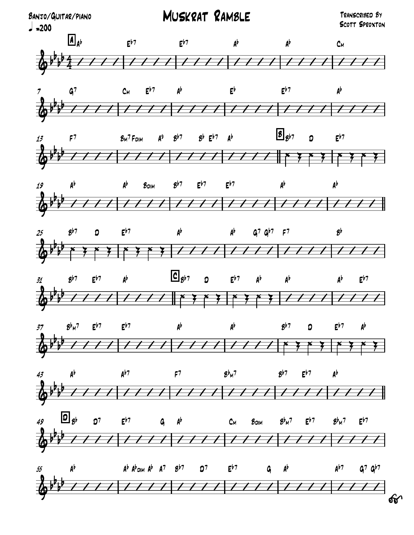 Muskrat Ramble Rhythm — sheet music cover (first page)