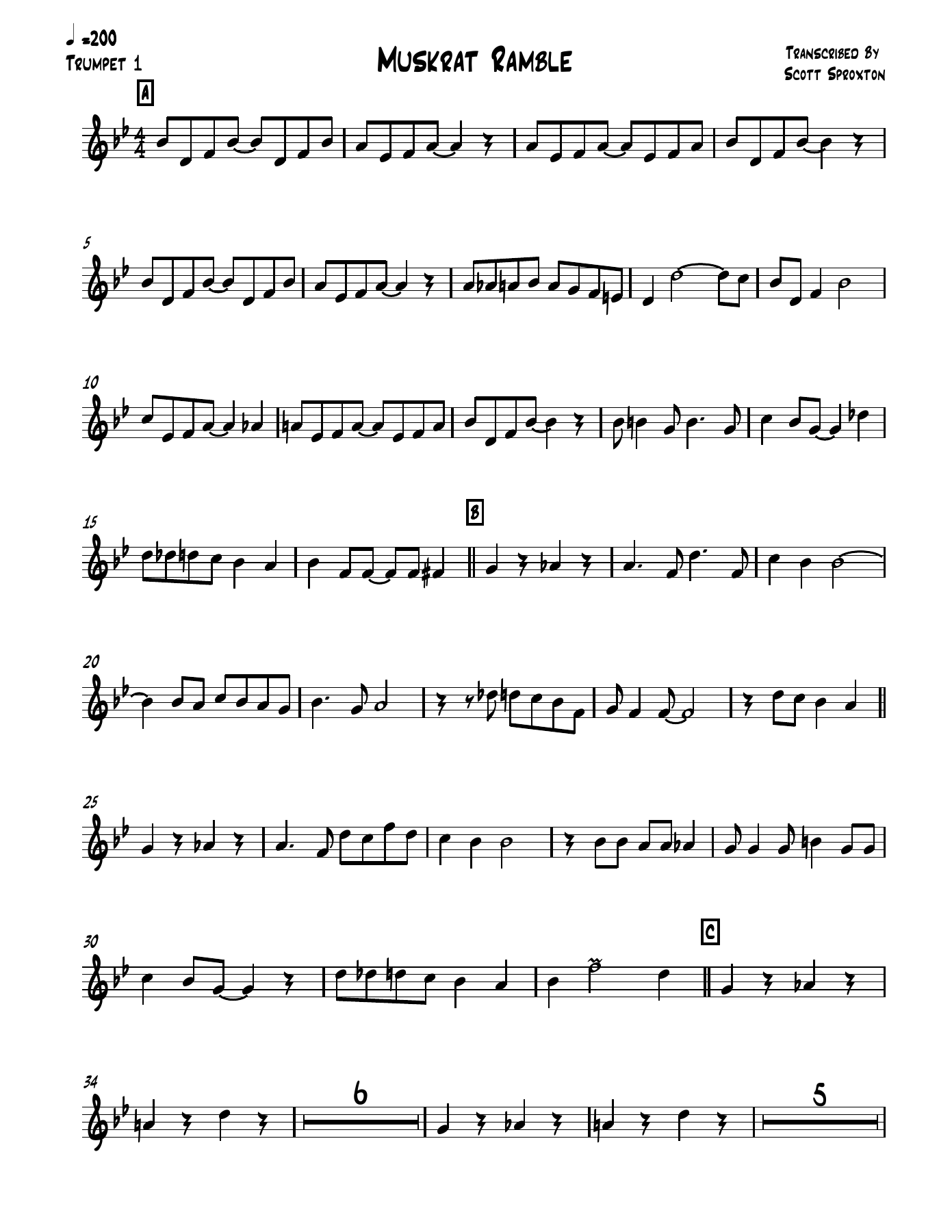 Muskrat Ramble trmpt1 — sheet music cover (first page)