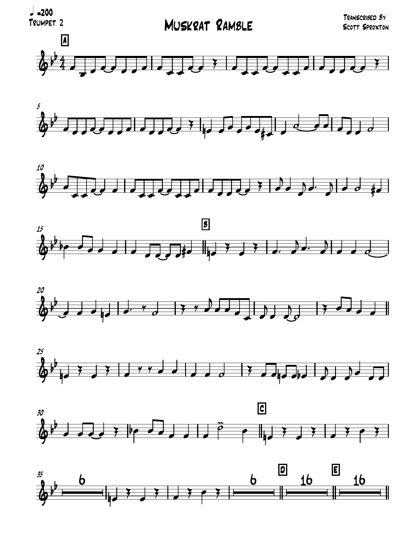 Muskrat Ramble trmpt2 — sheet music cover (first page)