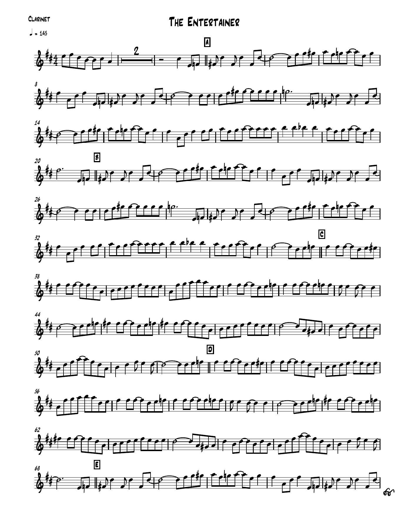 The Entertainer (S.Sproxton) S.Joplin — Small Ensemble sheet music arranged by Mr. X | Ragtime