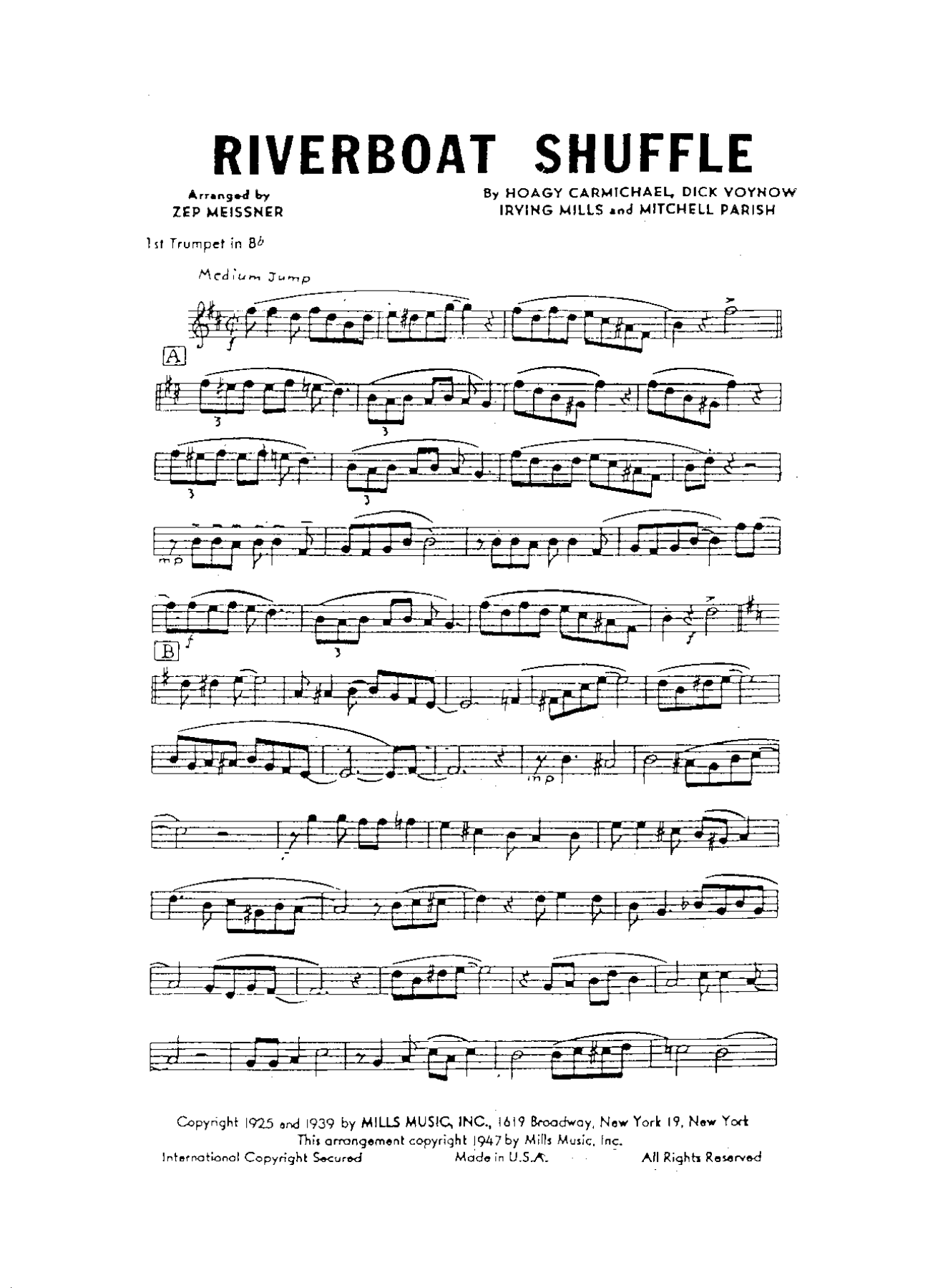 Riverboat Shuffle — sheet music cover (first page)