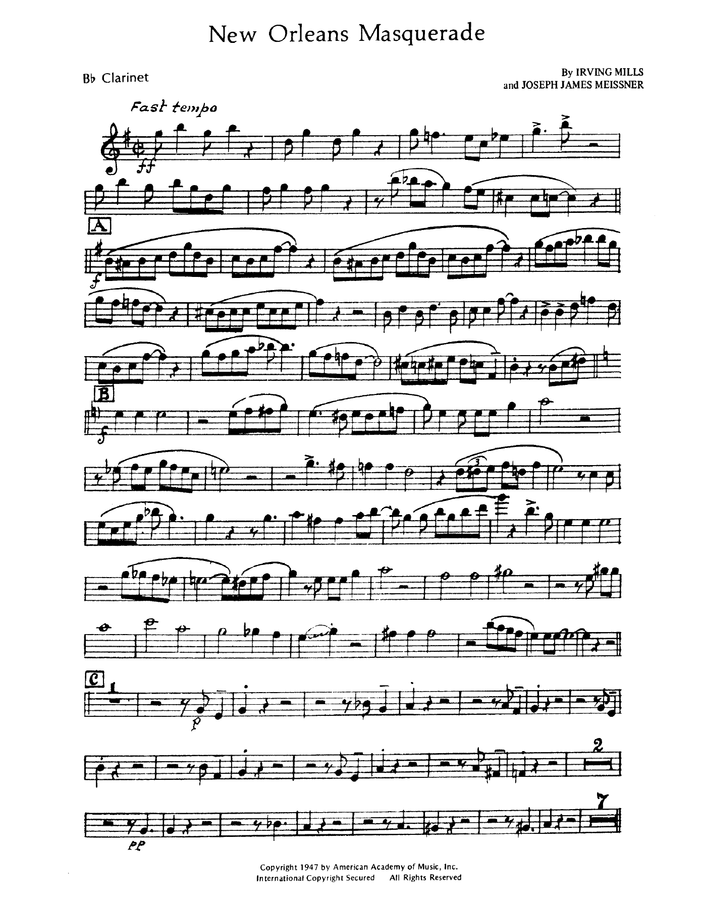 New Orleans Masquerade — sheet music preview