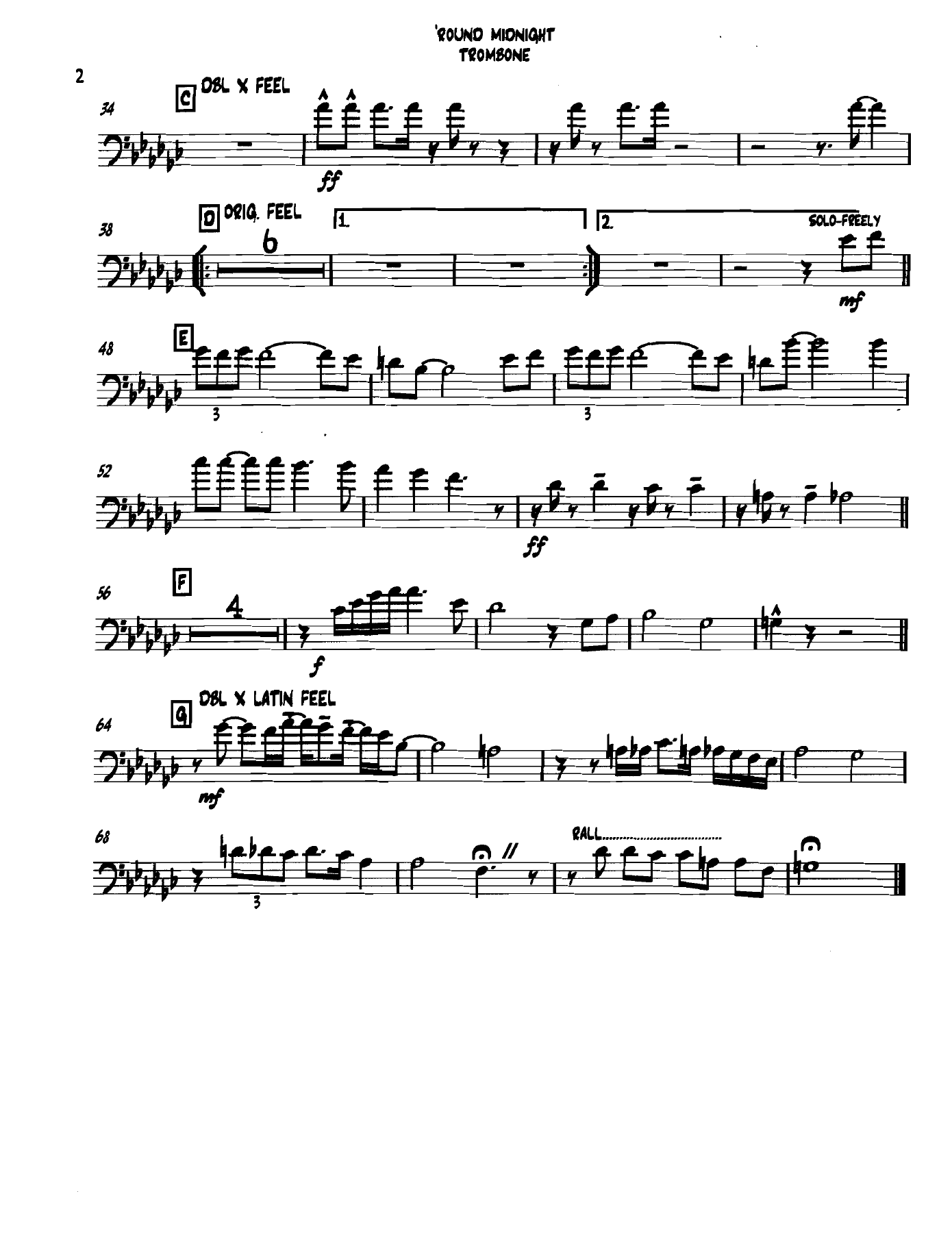 Roundmidnight Trombone — page 2