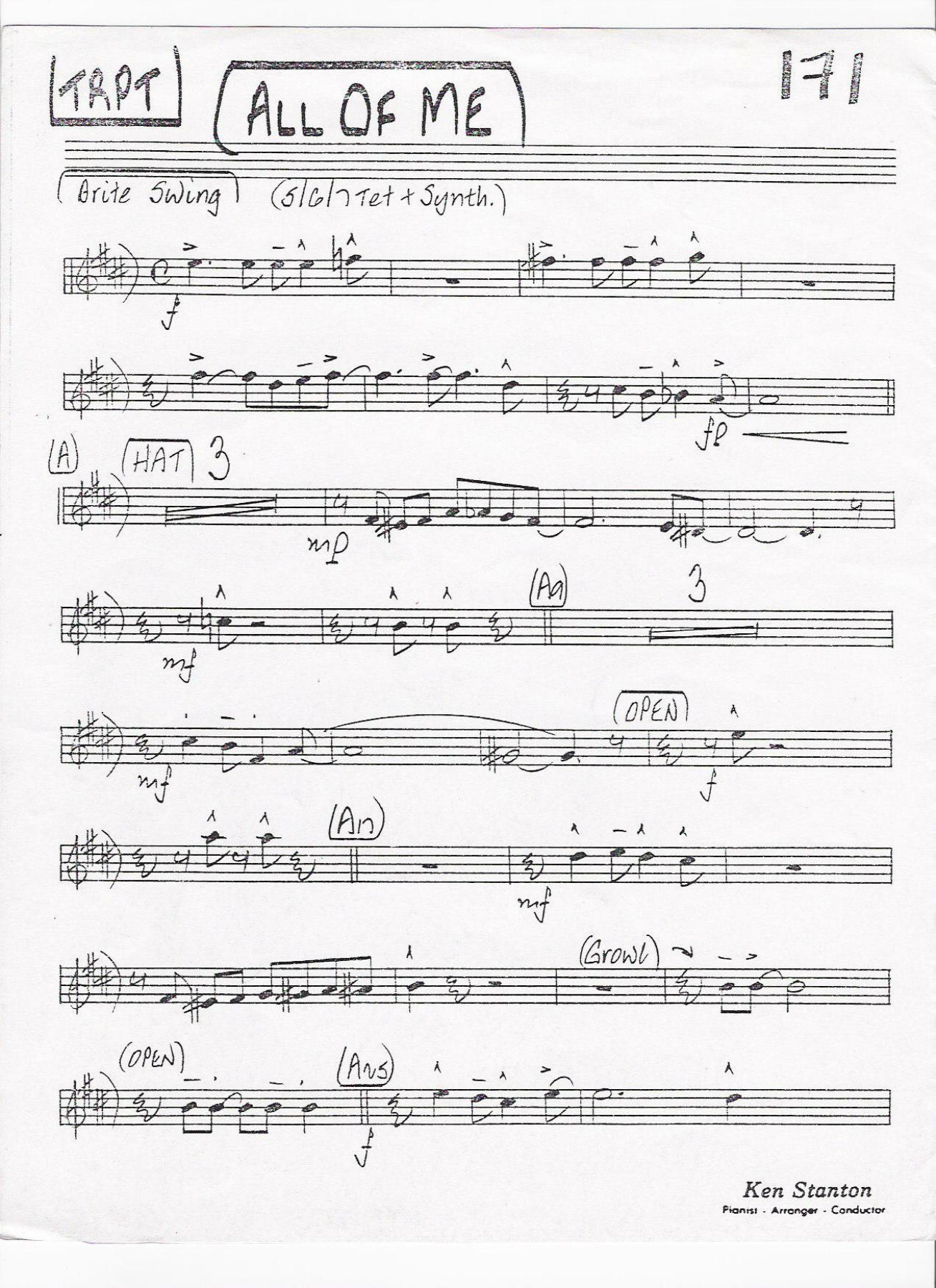 TRUMPET 171 all of me — sheet music cover (first page)