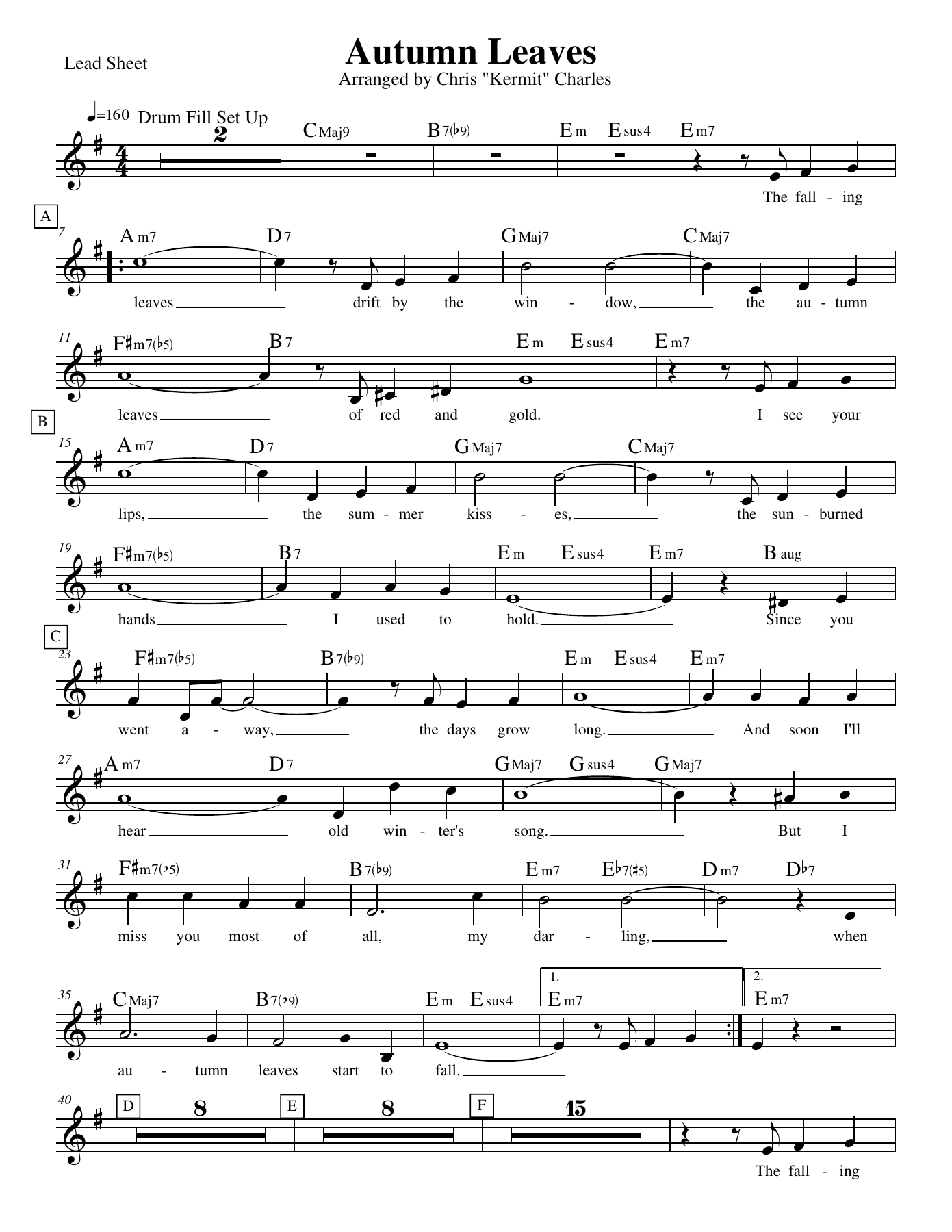 Autumn Leaves - 4 Horns — sheet music cover (first page)